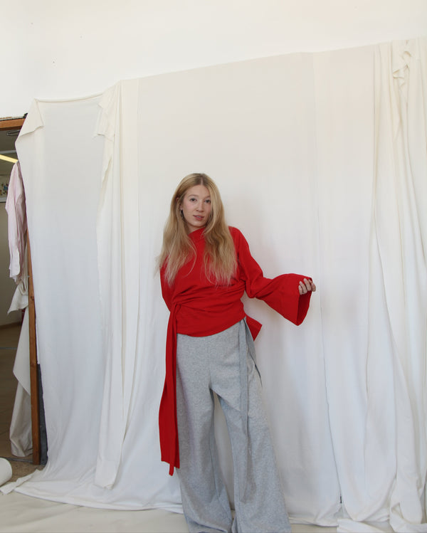Upside down wrap sweatshirt- Red