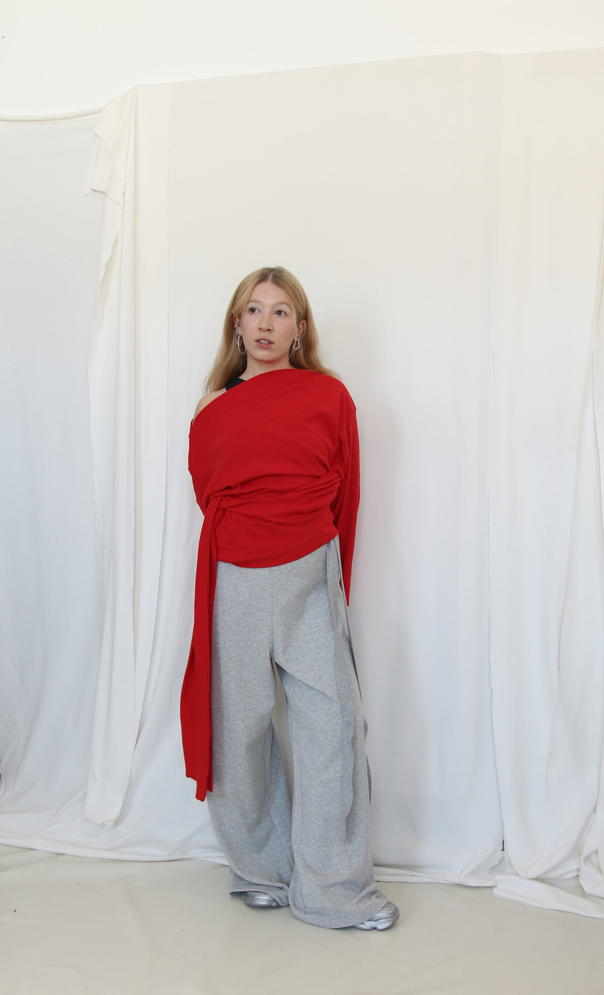 Upside down wrap sweatshirt- Red