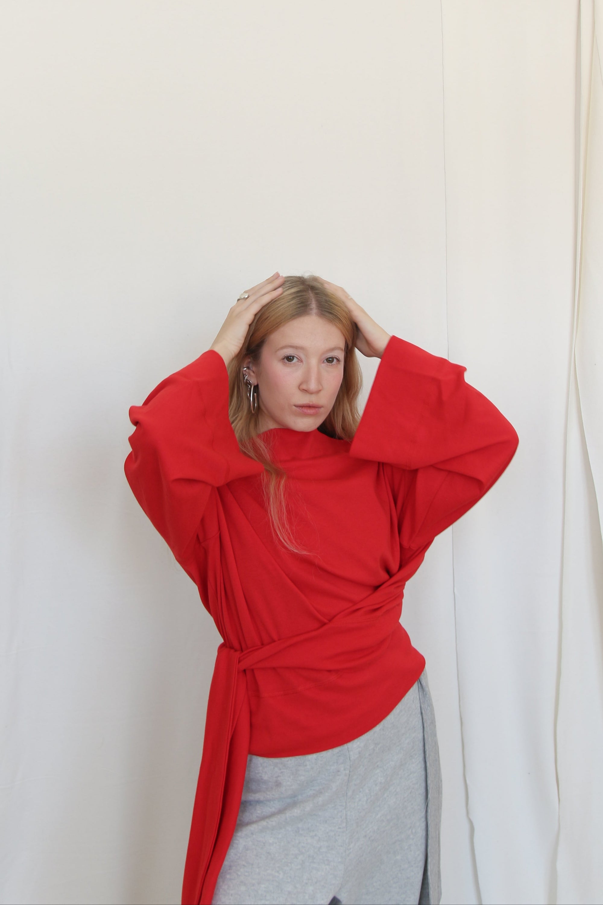 Upside down wrap sweatshirt- Red