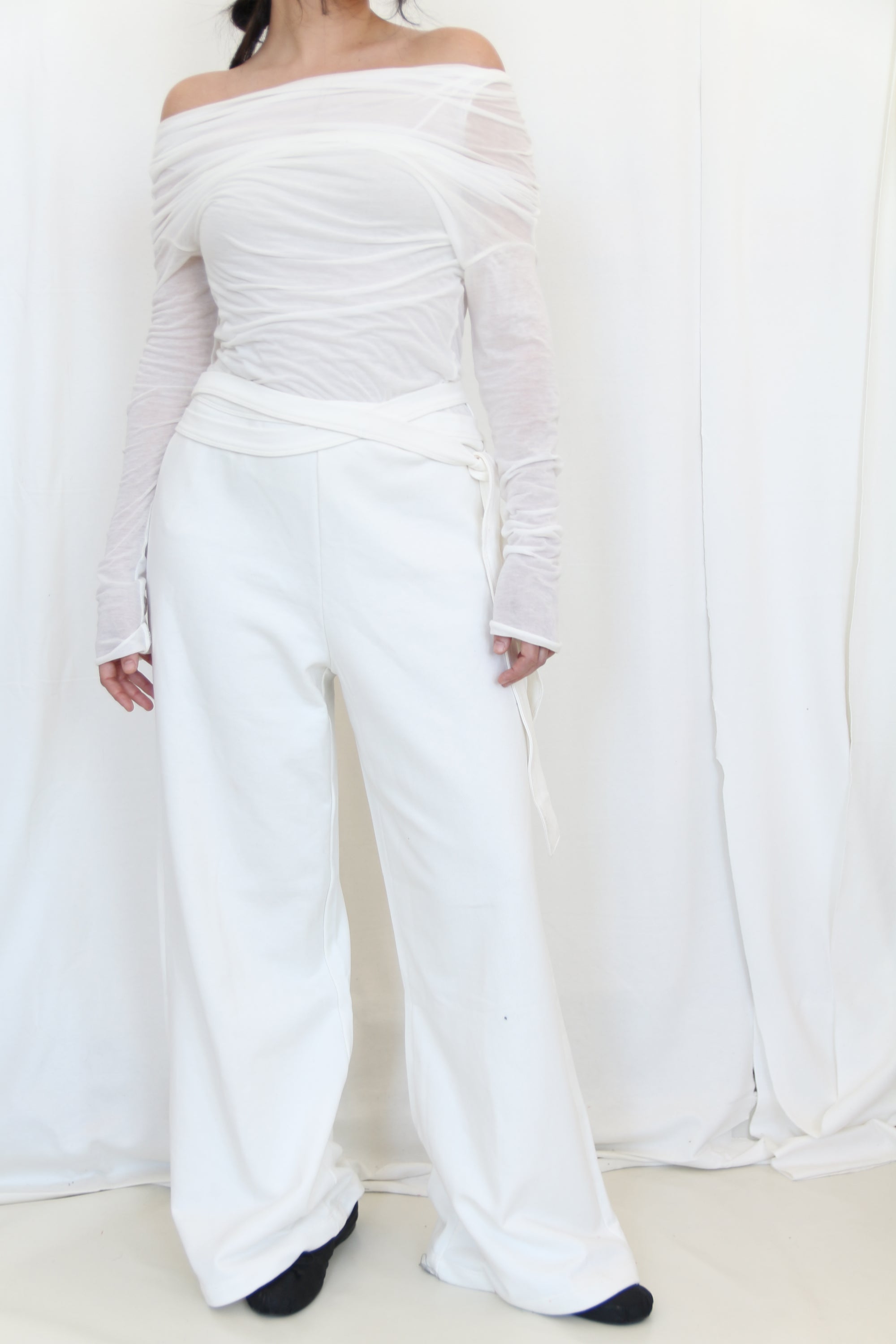 Wrap  Sweat Pants- Ivory Jersey