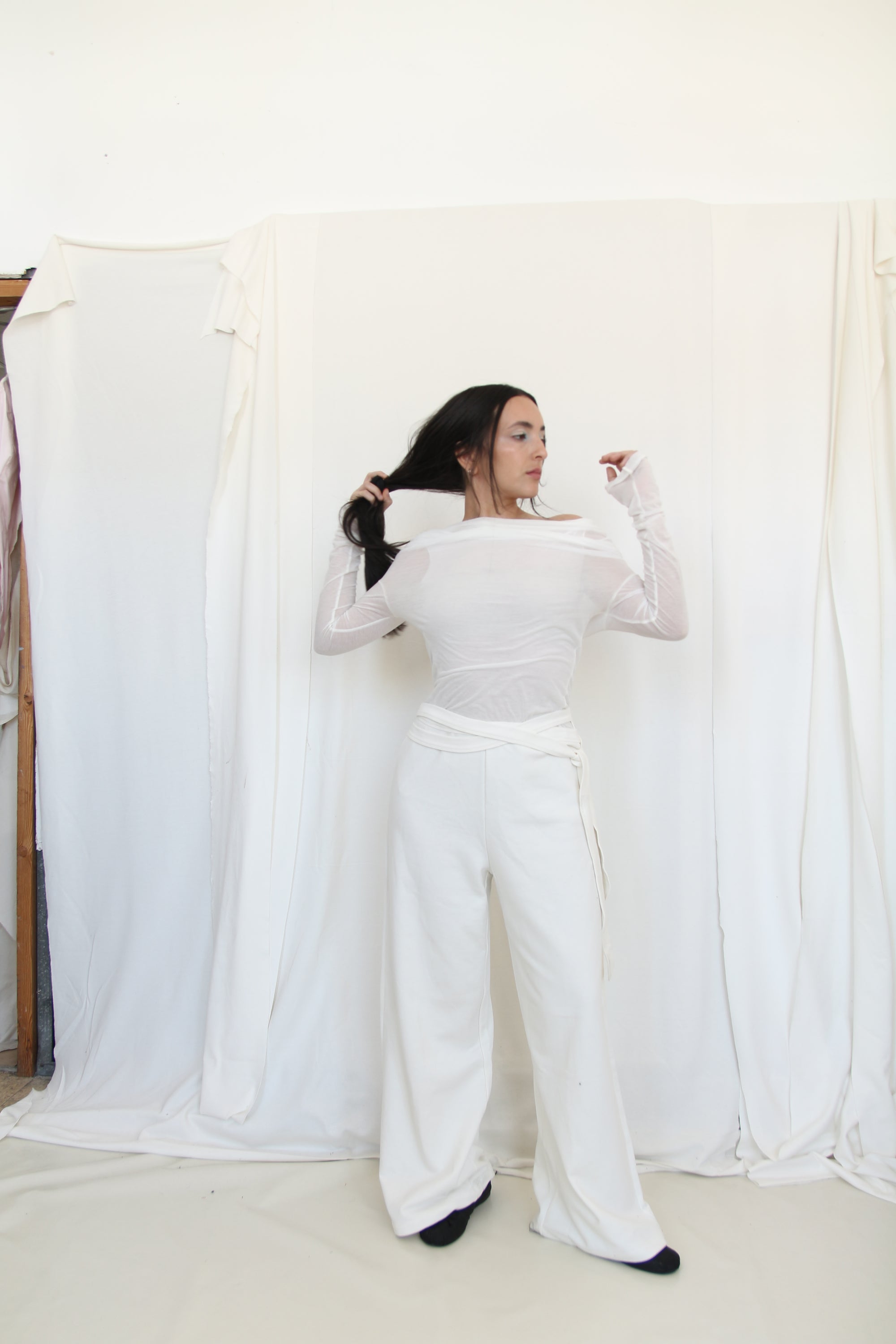 Wrap  Sweat Pants- Ivory Jersey