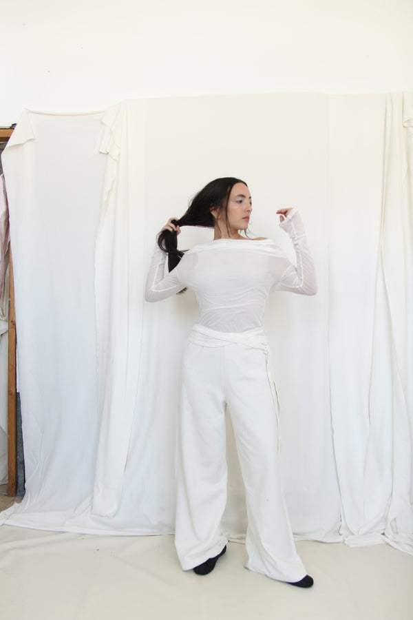 Wrap  Sweat Pants- Ivory Jersey