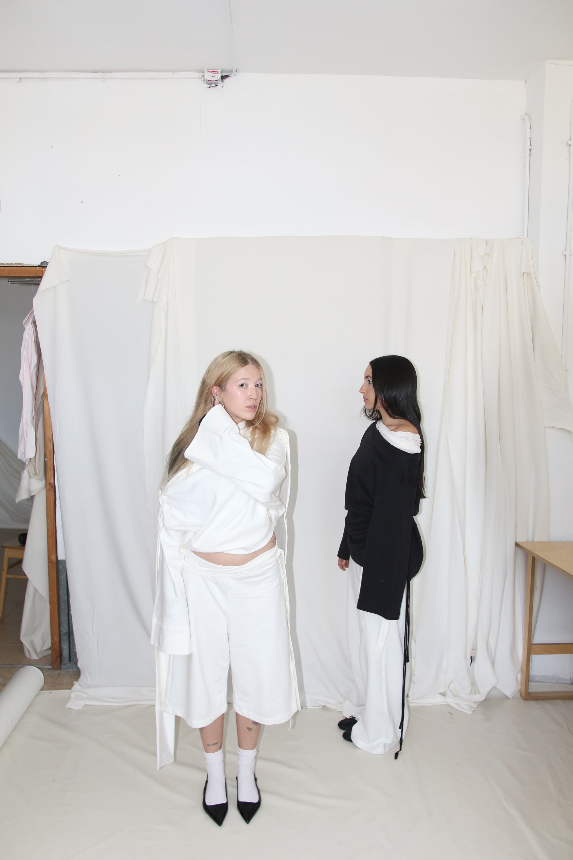 Wrap Bermuda Sweat Pants- Ivory Jersey