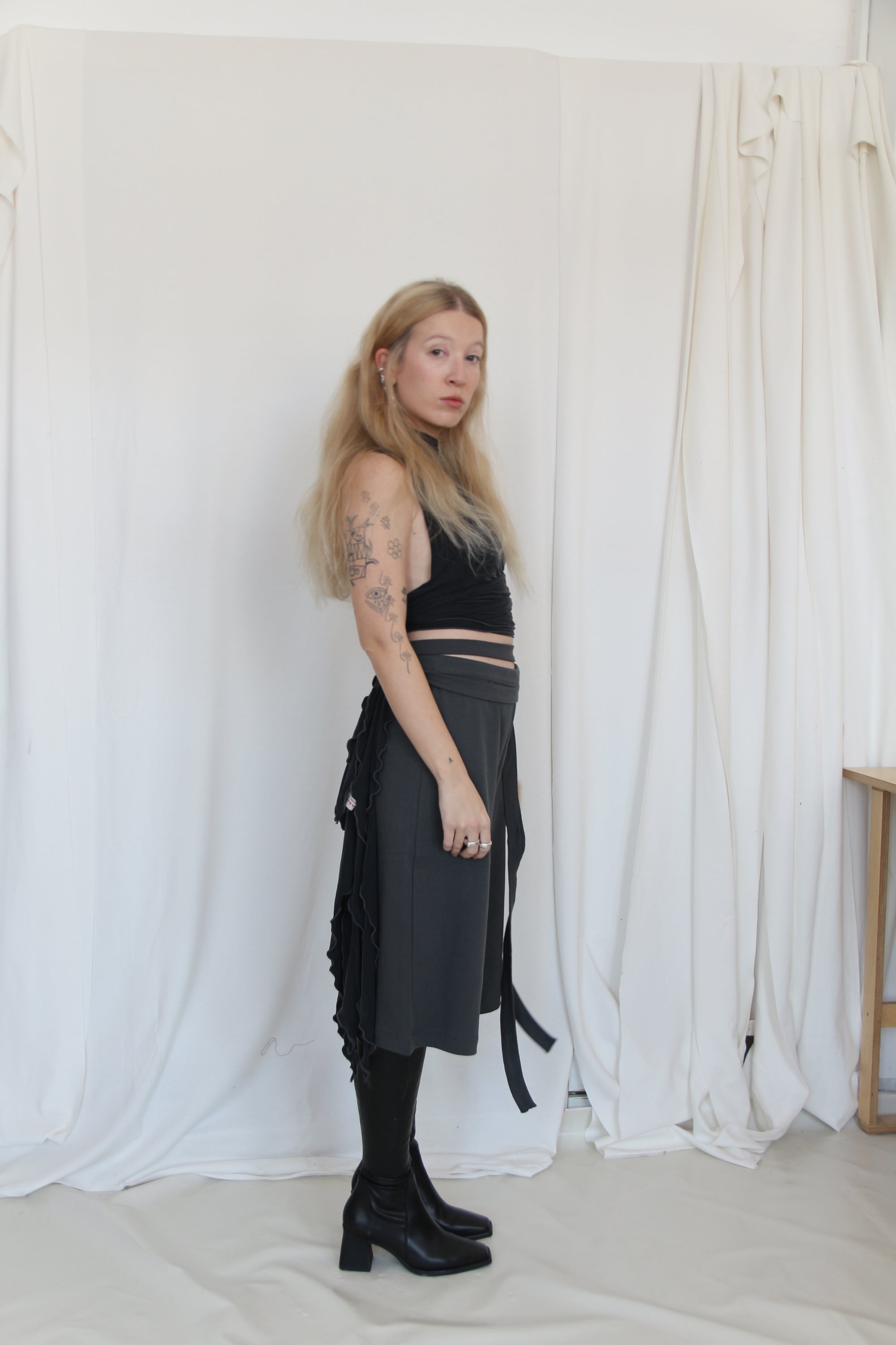 Wrap Bermuda Sweat Pants- Steel Gray Jersey