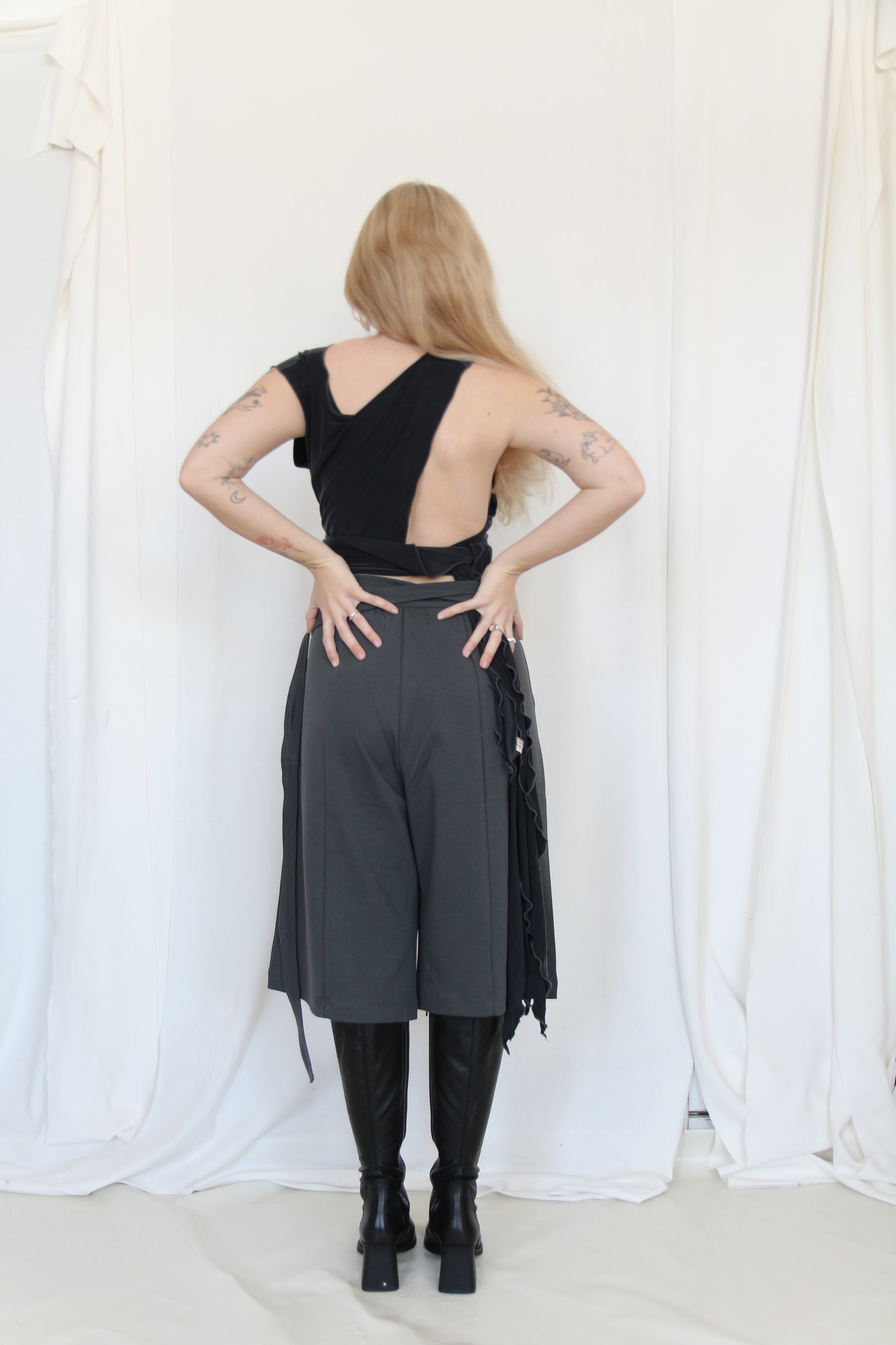 Wrap Bermuda Sweat Pants- Steel Gray Jersey