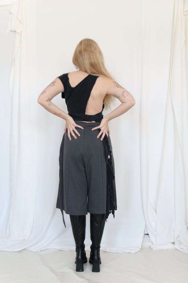 Wrap Bermuda Sweat Pants- Steel Gray Jersey