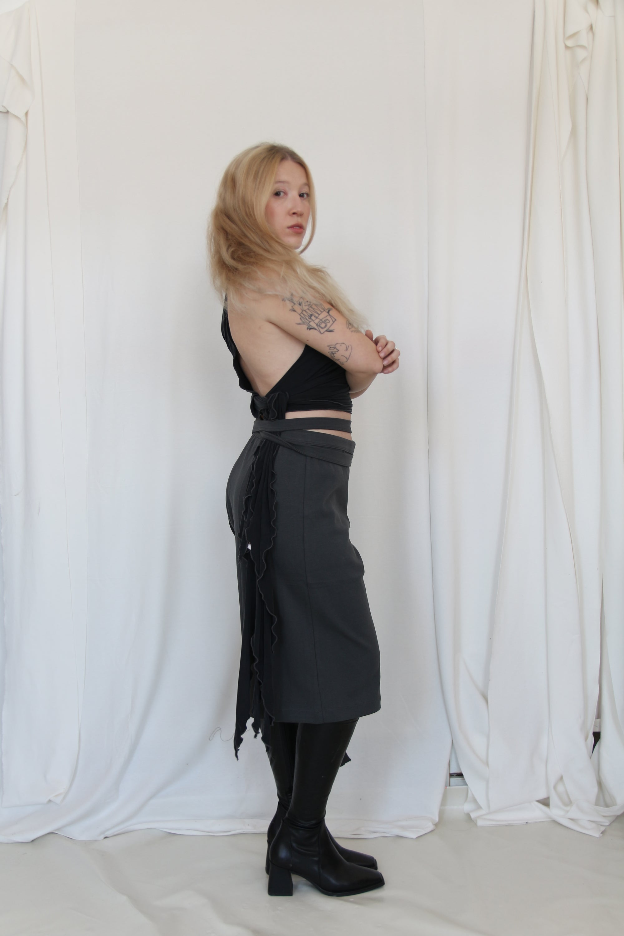 Wrap Bermuda Sweat Pants- Steel Gray Jersey