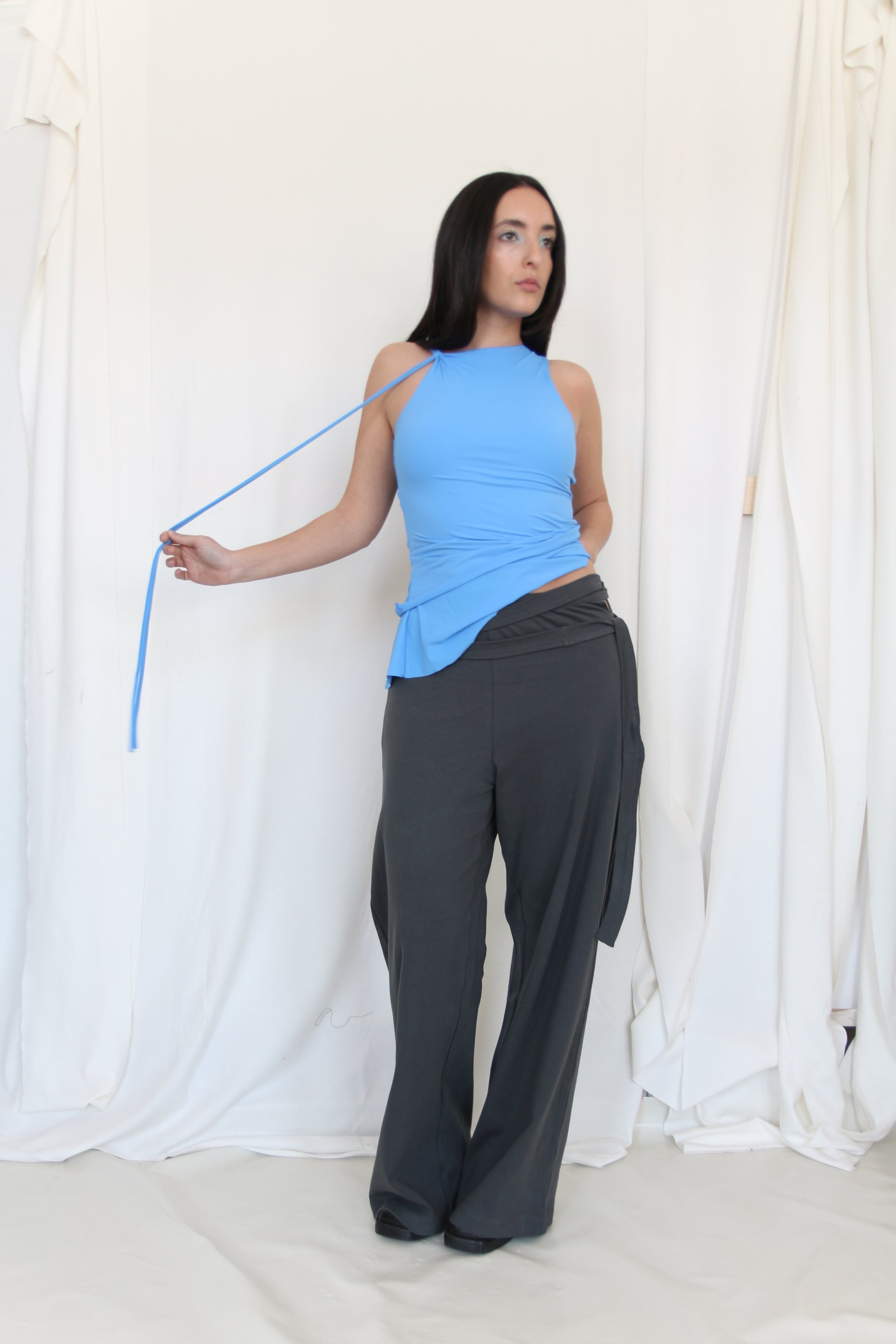 Wrap Sweat Pants- Steel Gray Jersey