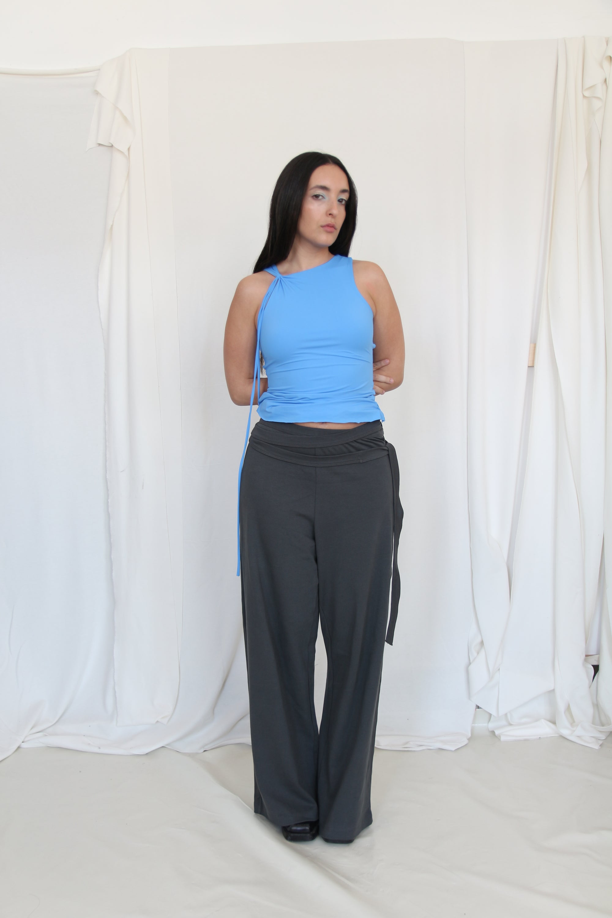 Wrap Sweat Pants- Steel Gray Jersey