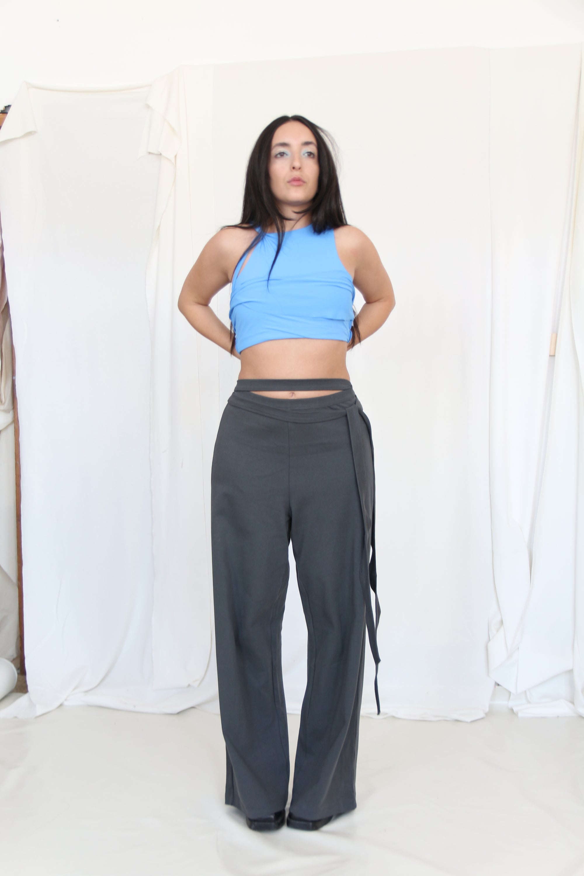 Wrap Sweat Pants- Steel Gray Jersey