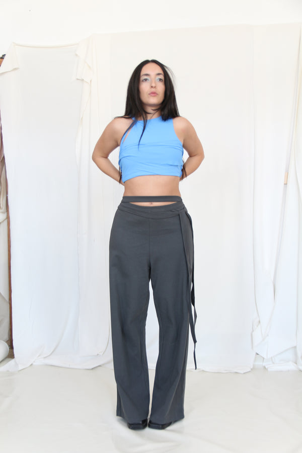 Wrap Sweat Pants- Steel Gray Jersey
