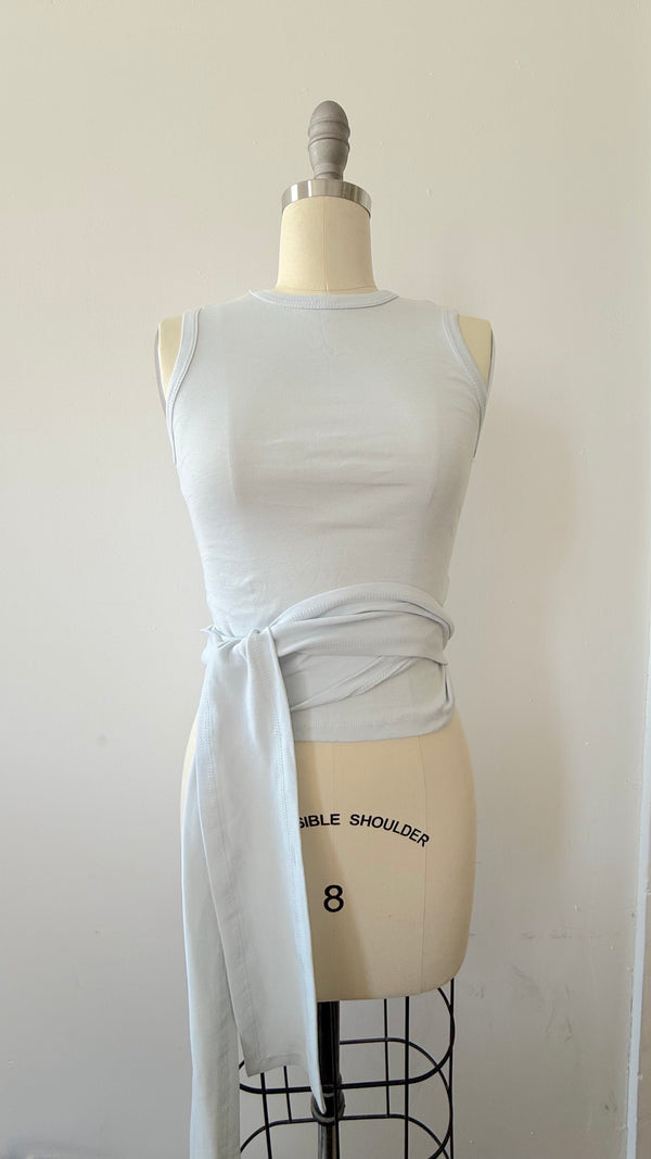 Fine Rib Wrap Tank- Light Blue