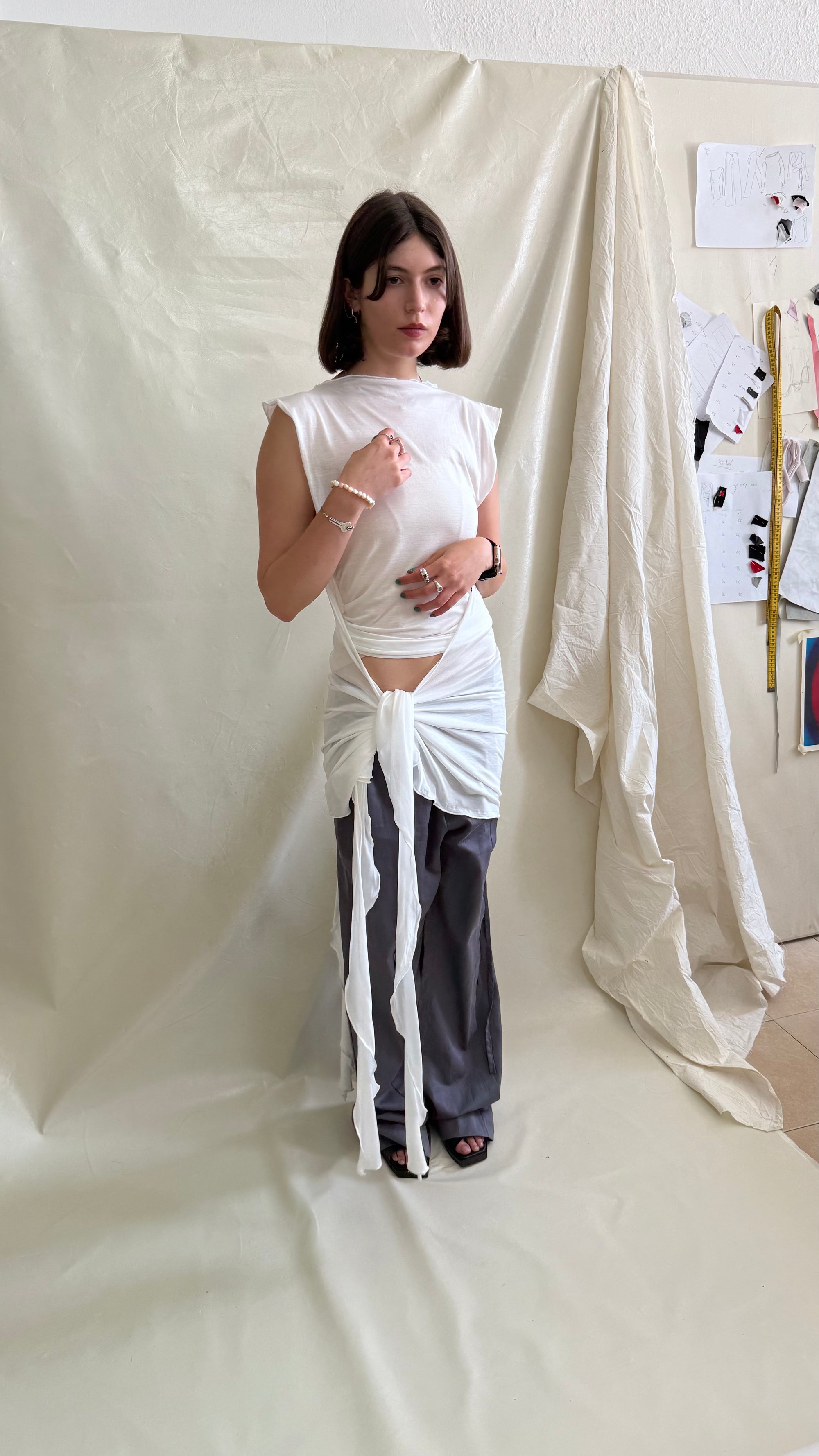 Skin Wrap Dress- White Tencel