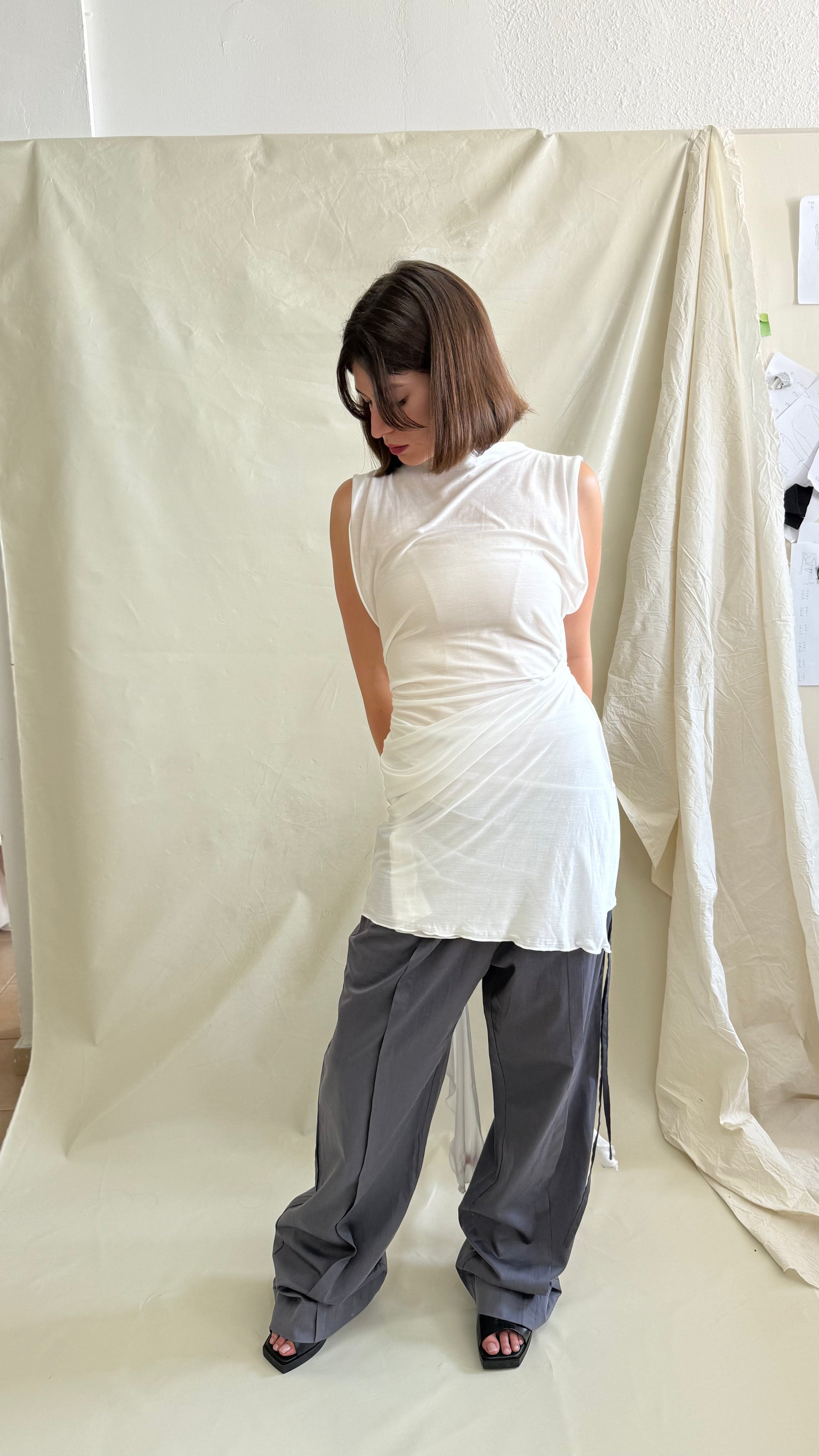 Skin Wrap Dress- White Tencel