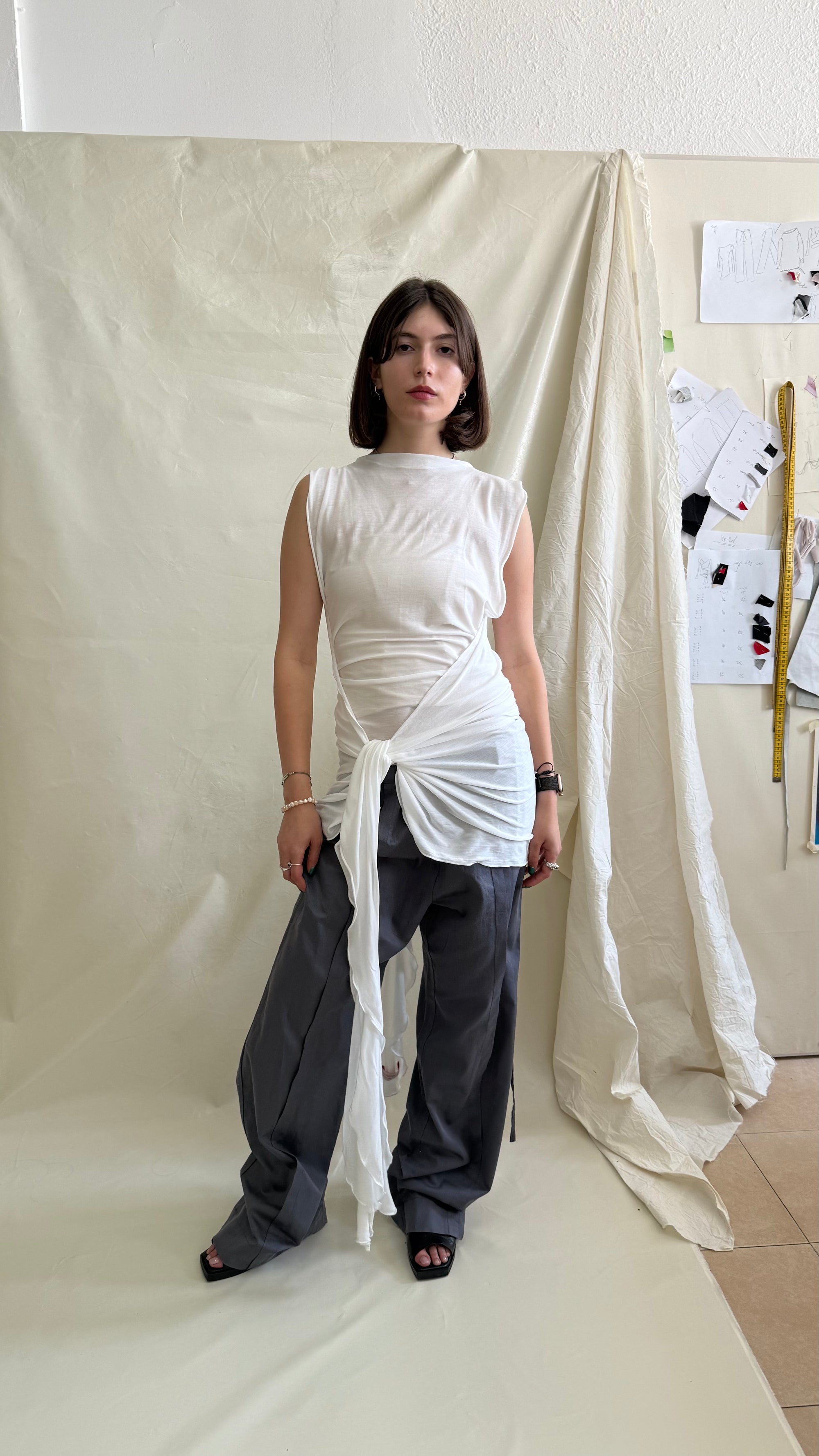 Skin Wrap Dress- White Tencel