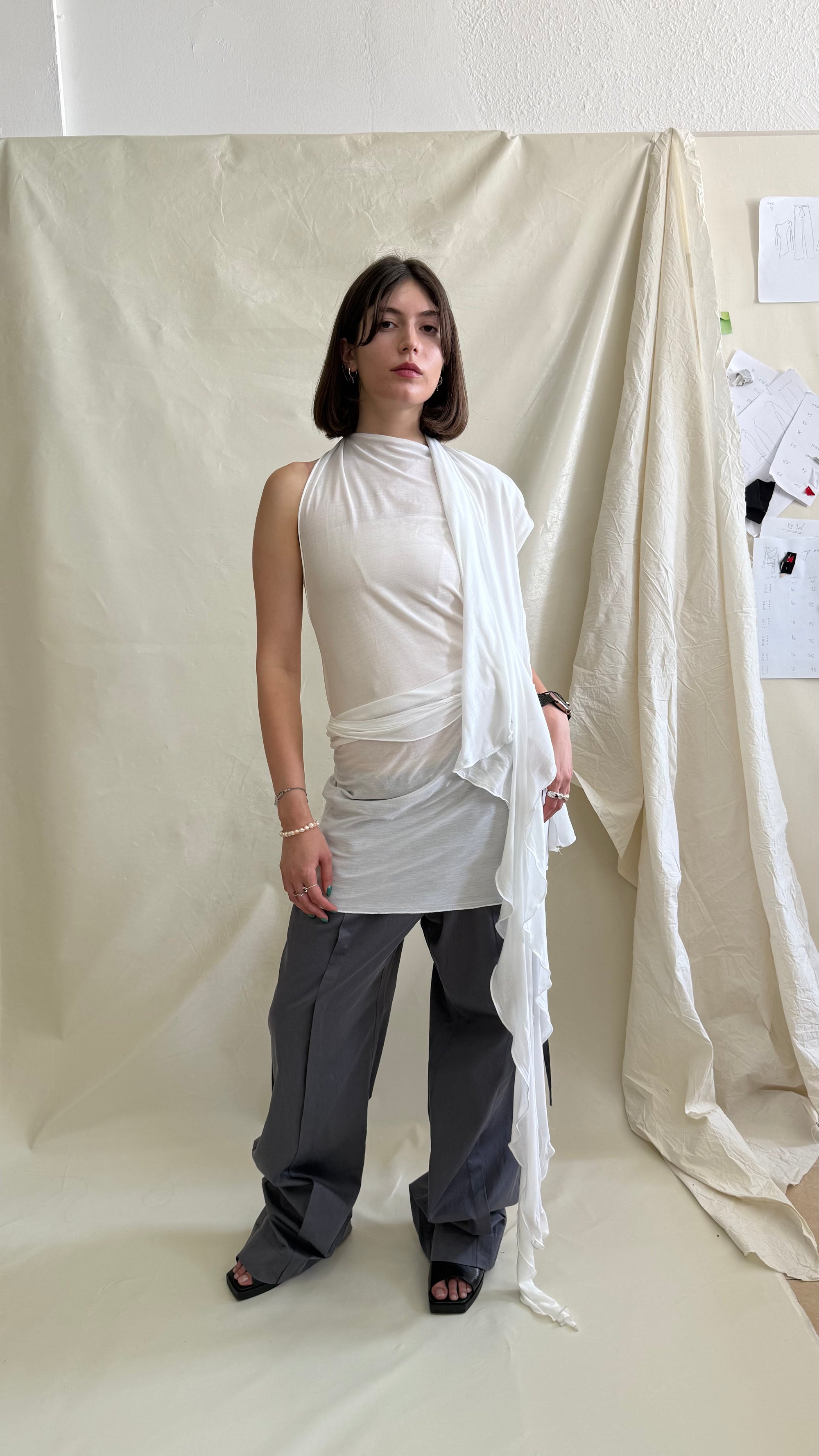 Skin Wrap Dress- White Tencel