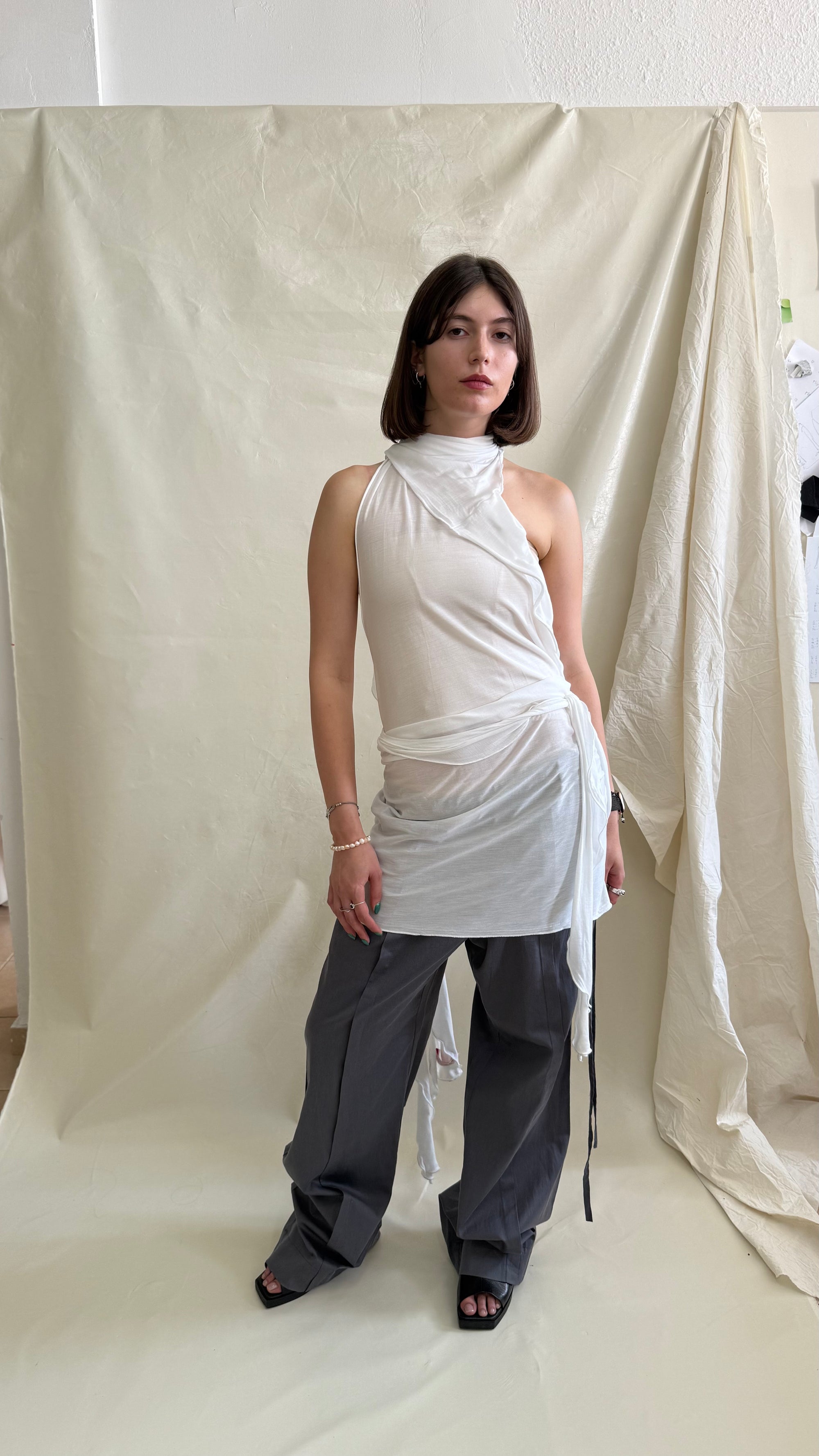 Skin Wrap Dress- White Tencel
