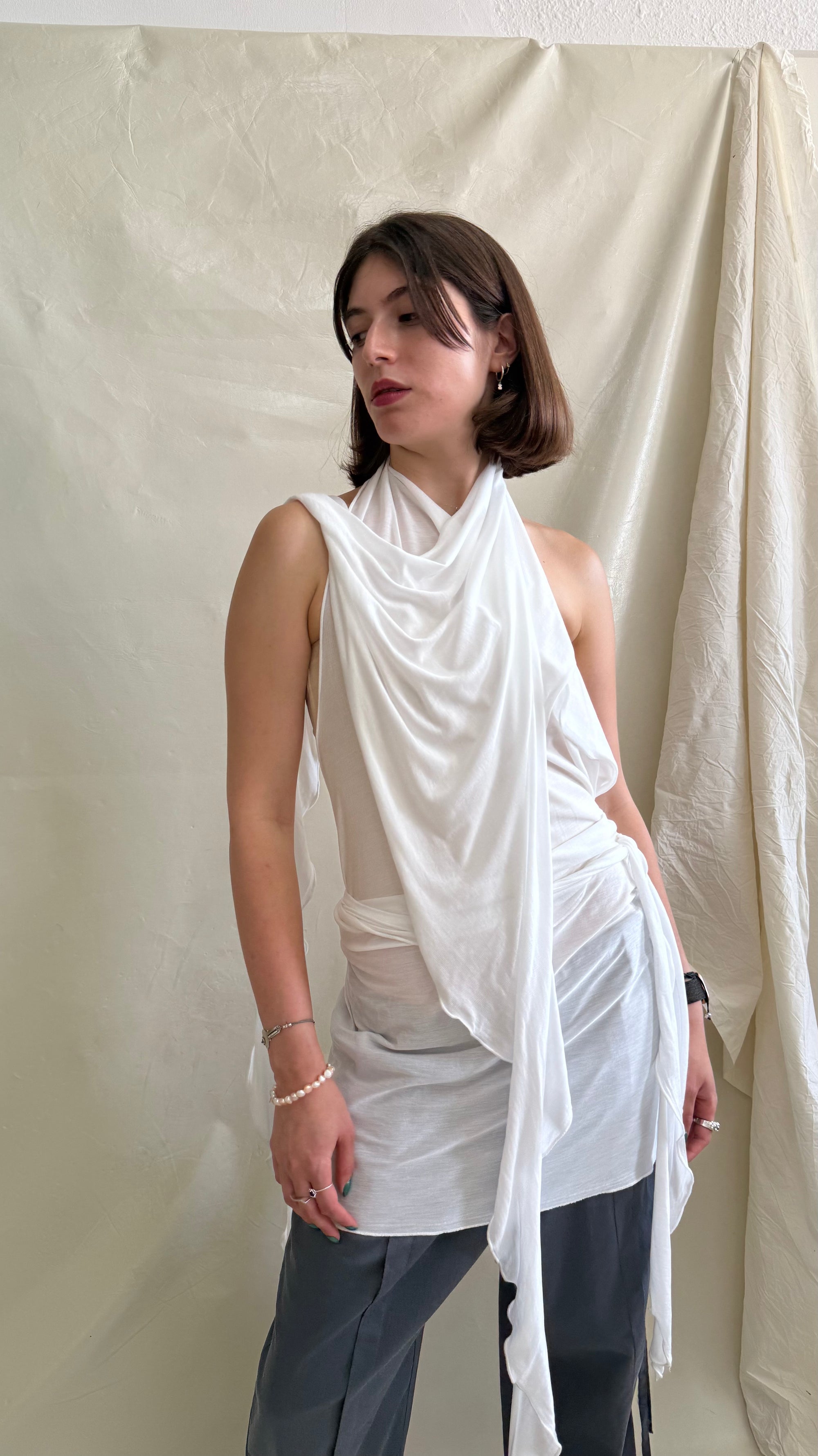 Skin Wrap Dress- White Tencel