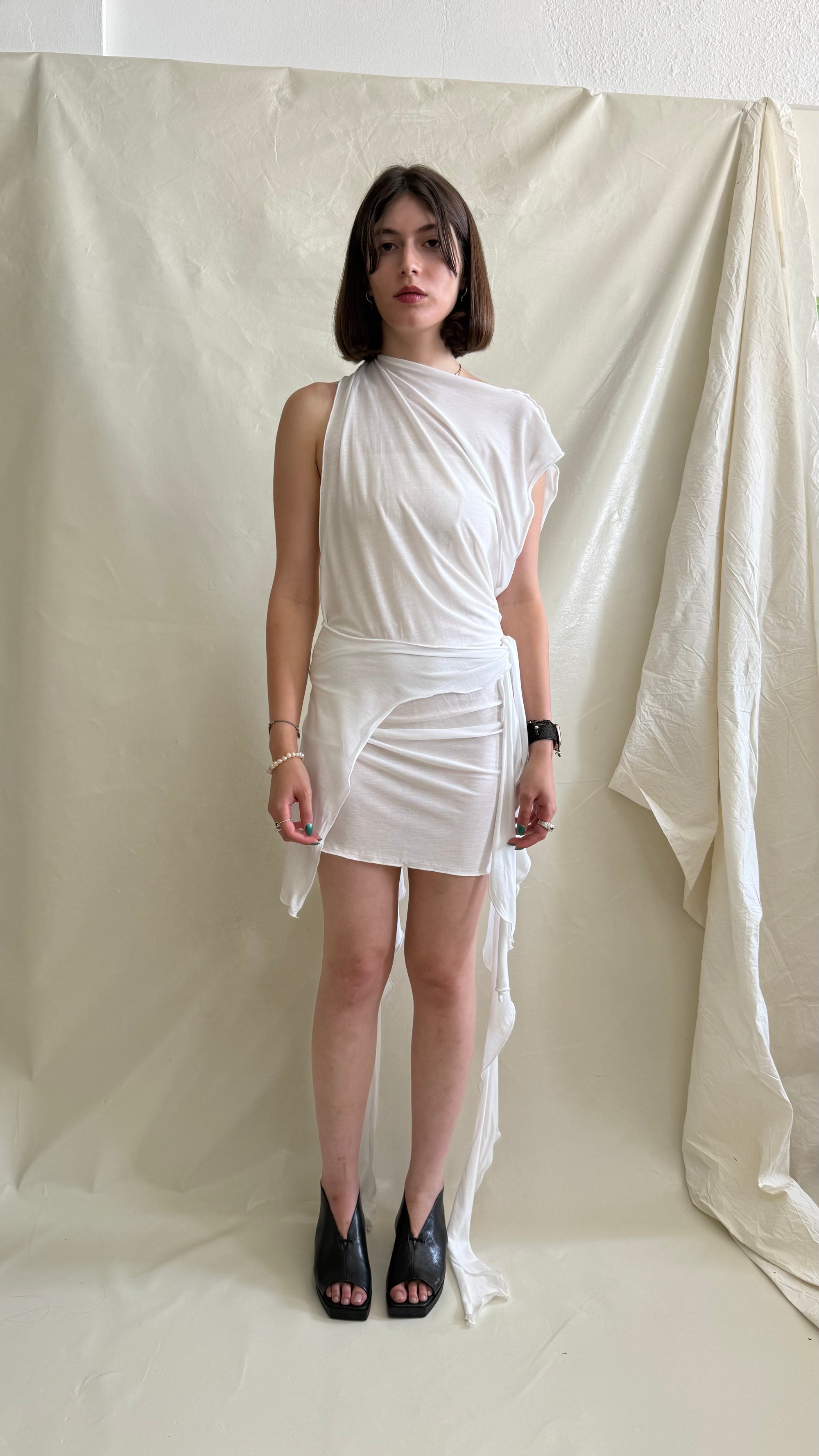 Skin Wrap Dress- White Tencel