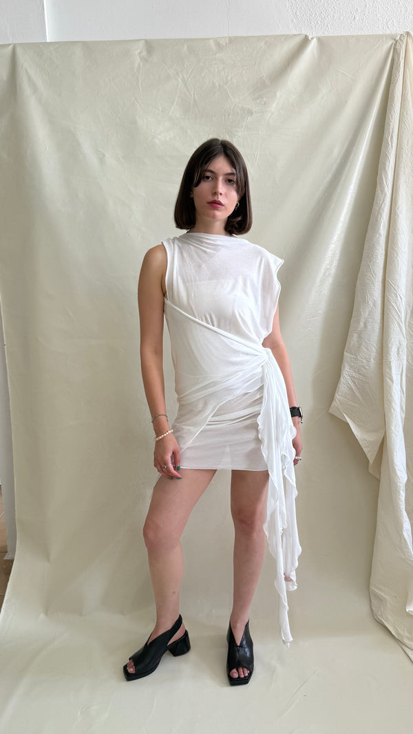 Skin Wrap Dress- White Tencel