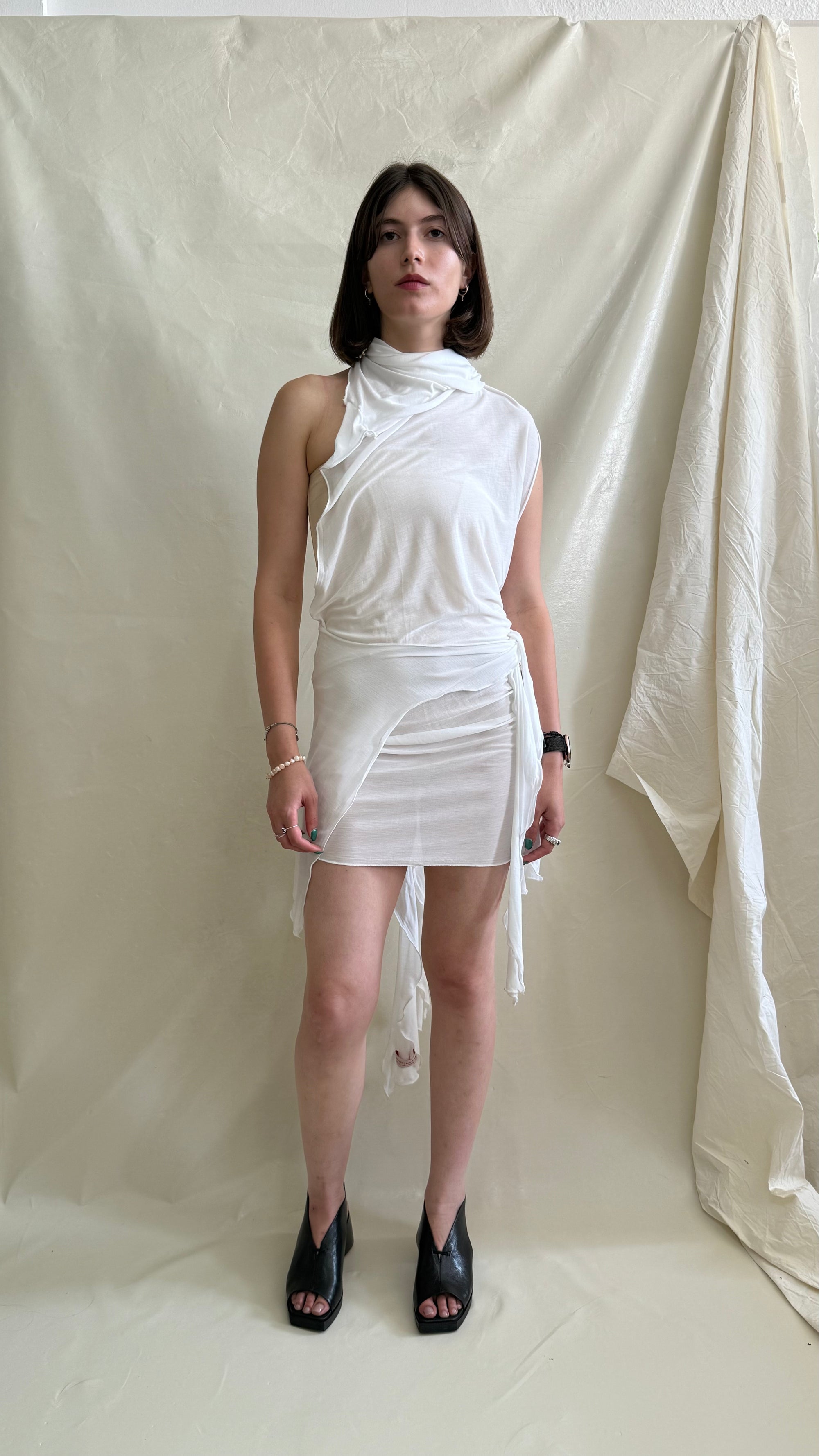 Skin Wrap Dress- White Tencel