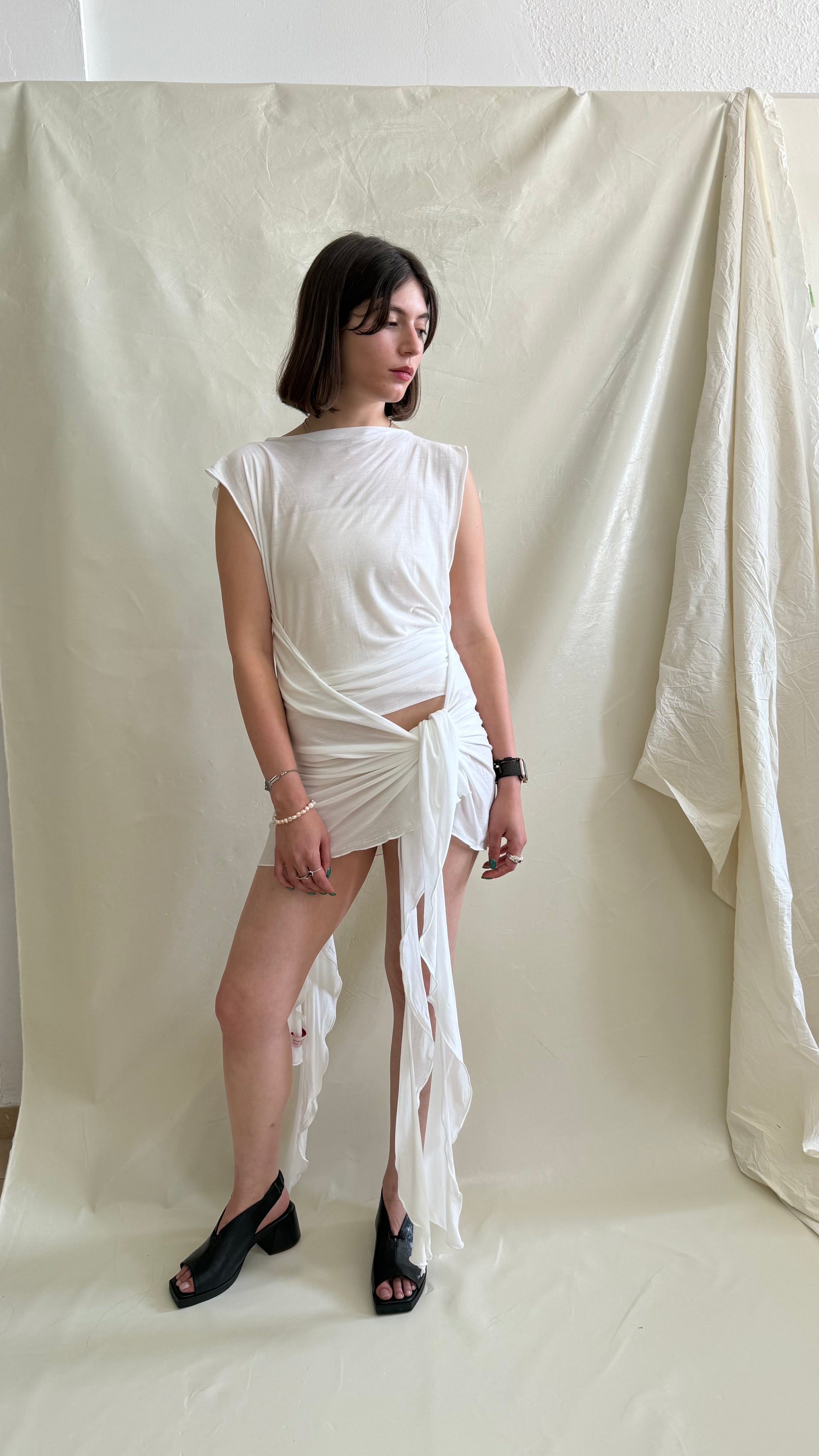 Skin Wrap Dress- White Tencel