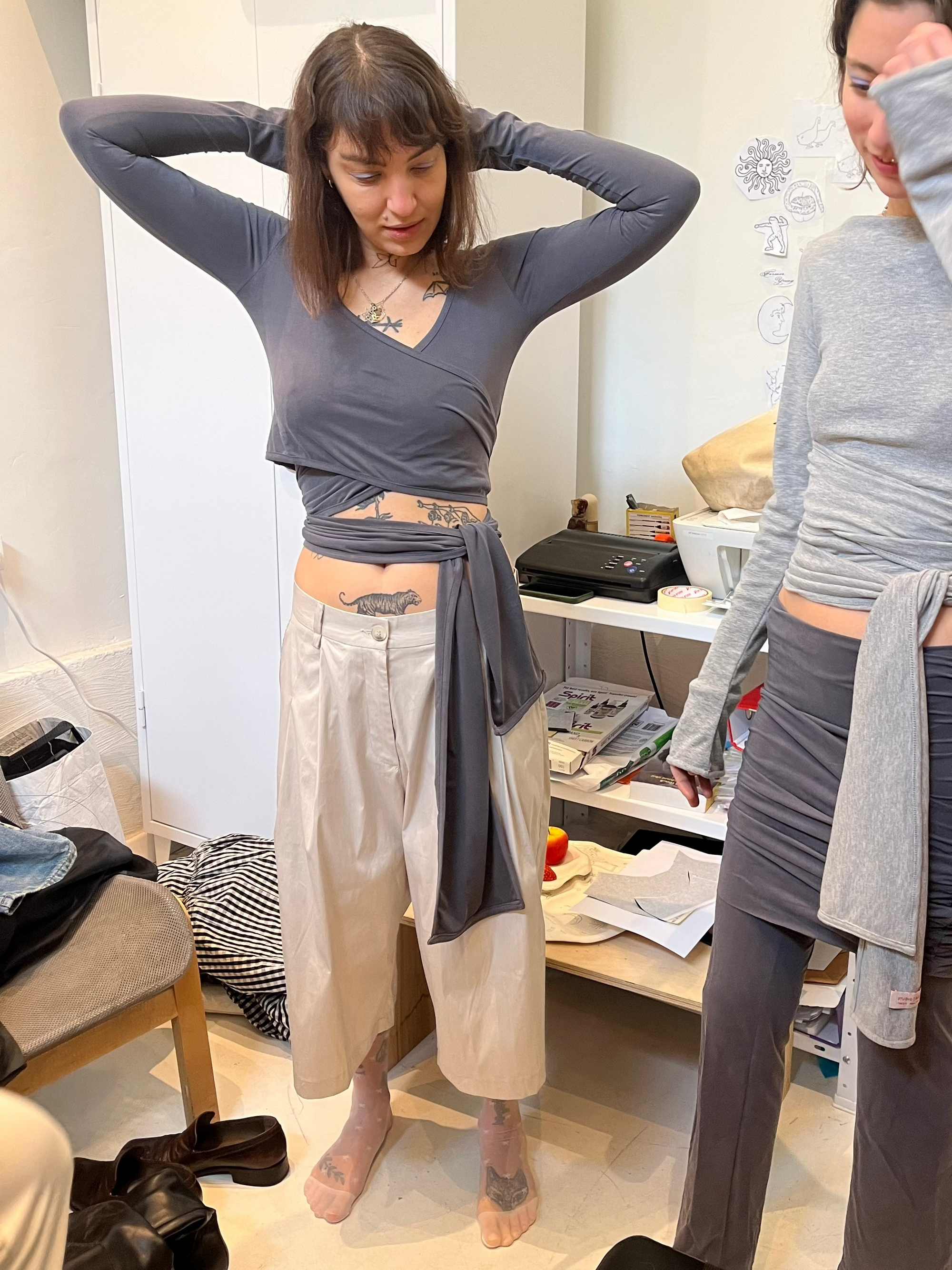 Wrap Long Sleeve- Gray Cupro