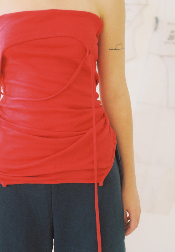 Adaptable Spaghetti Tank- Red Fine Rib