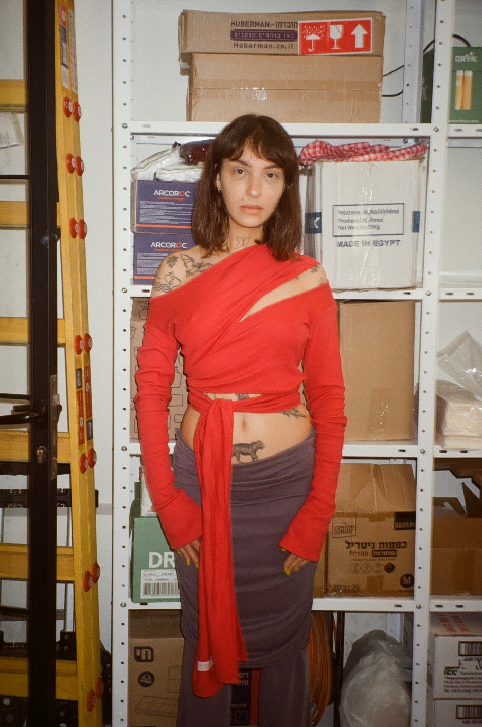 Wrap Long Sleeve- Red Cotton