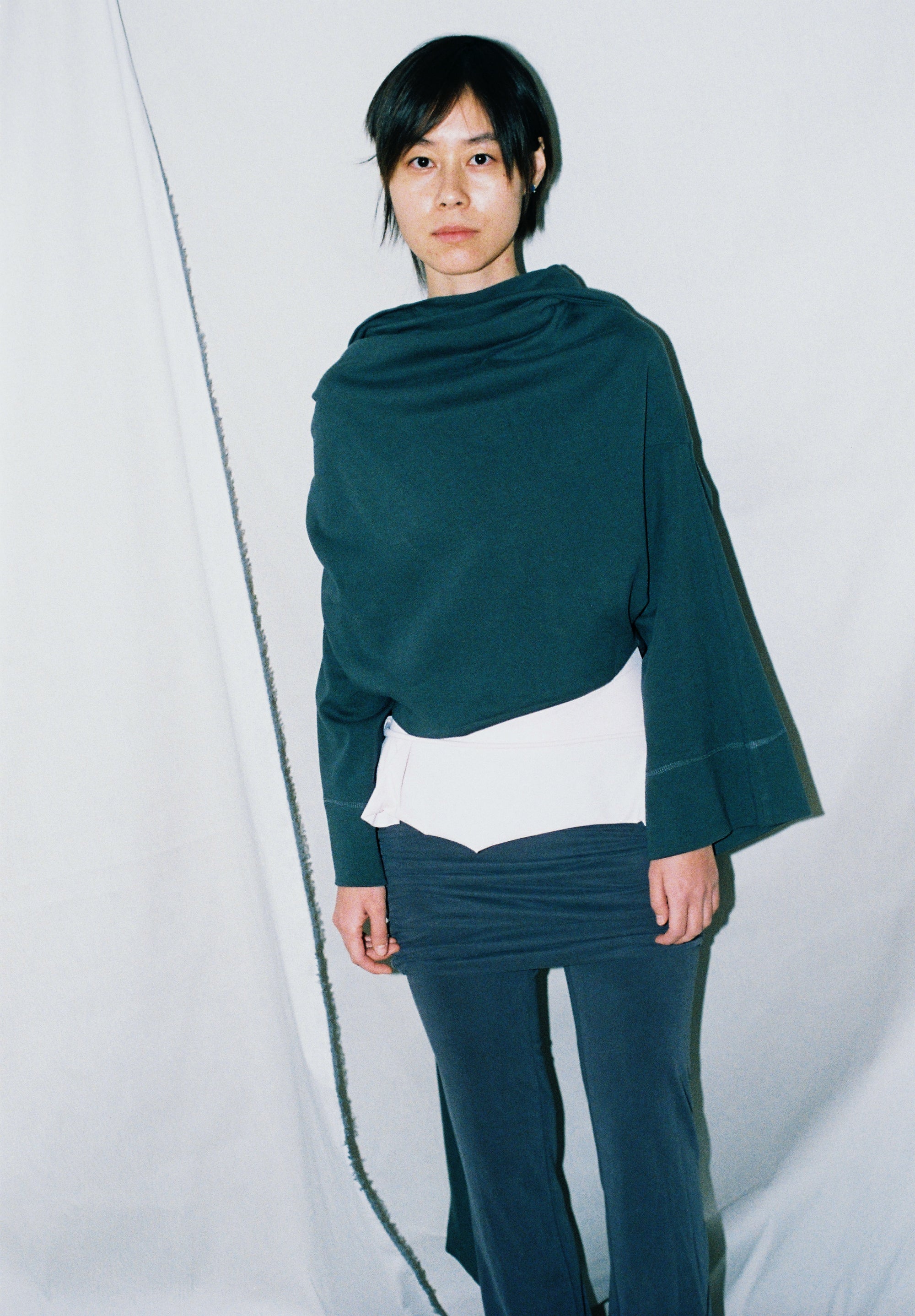 Upside down wrap jersey sweatshirt- Gray