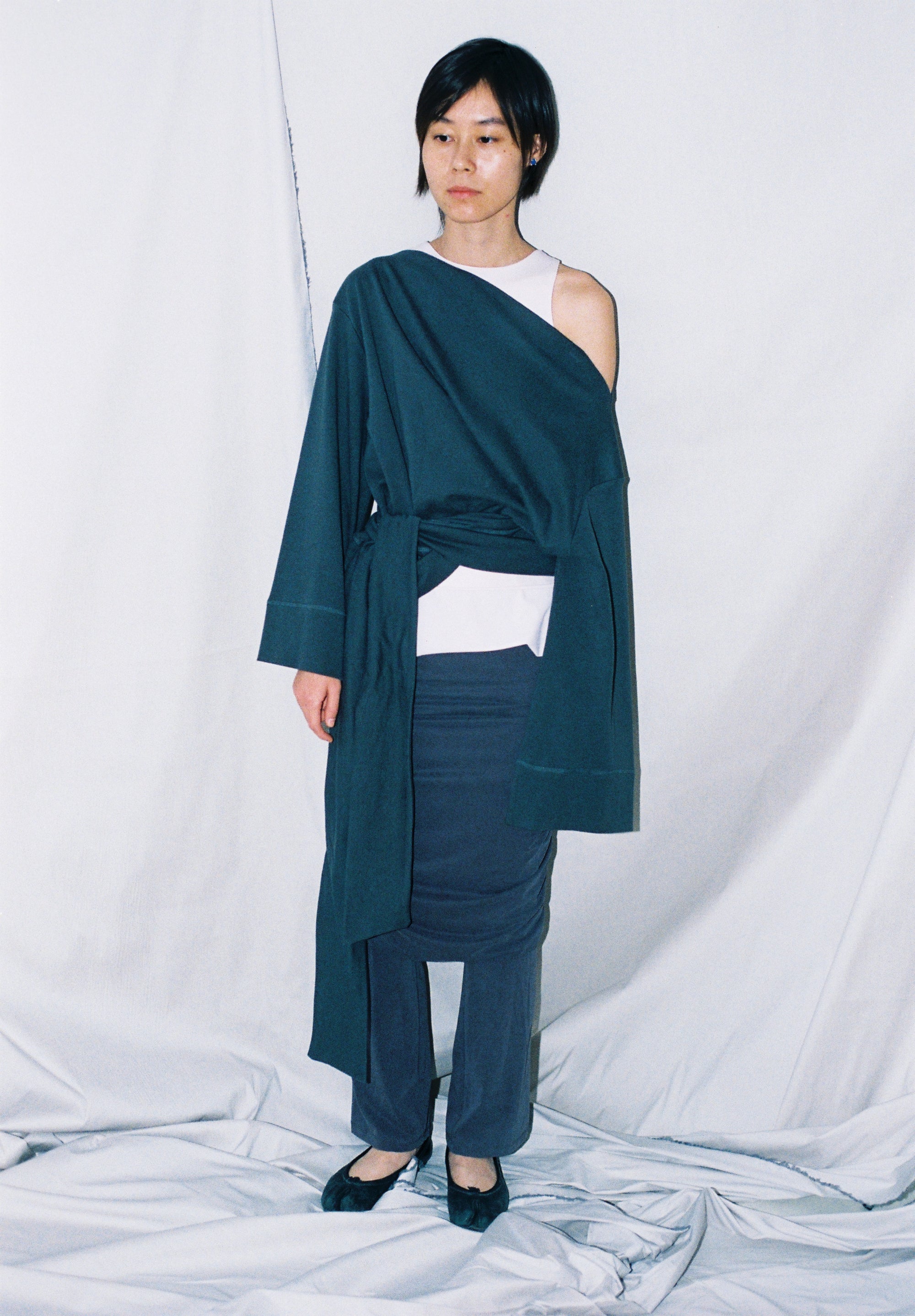 Upside down wrap jersey sweatshirt- Gray