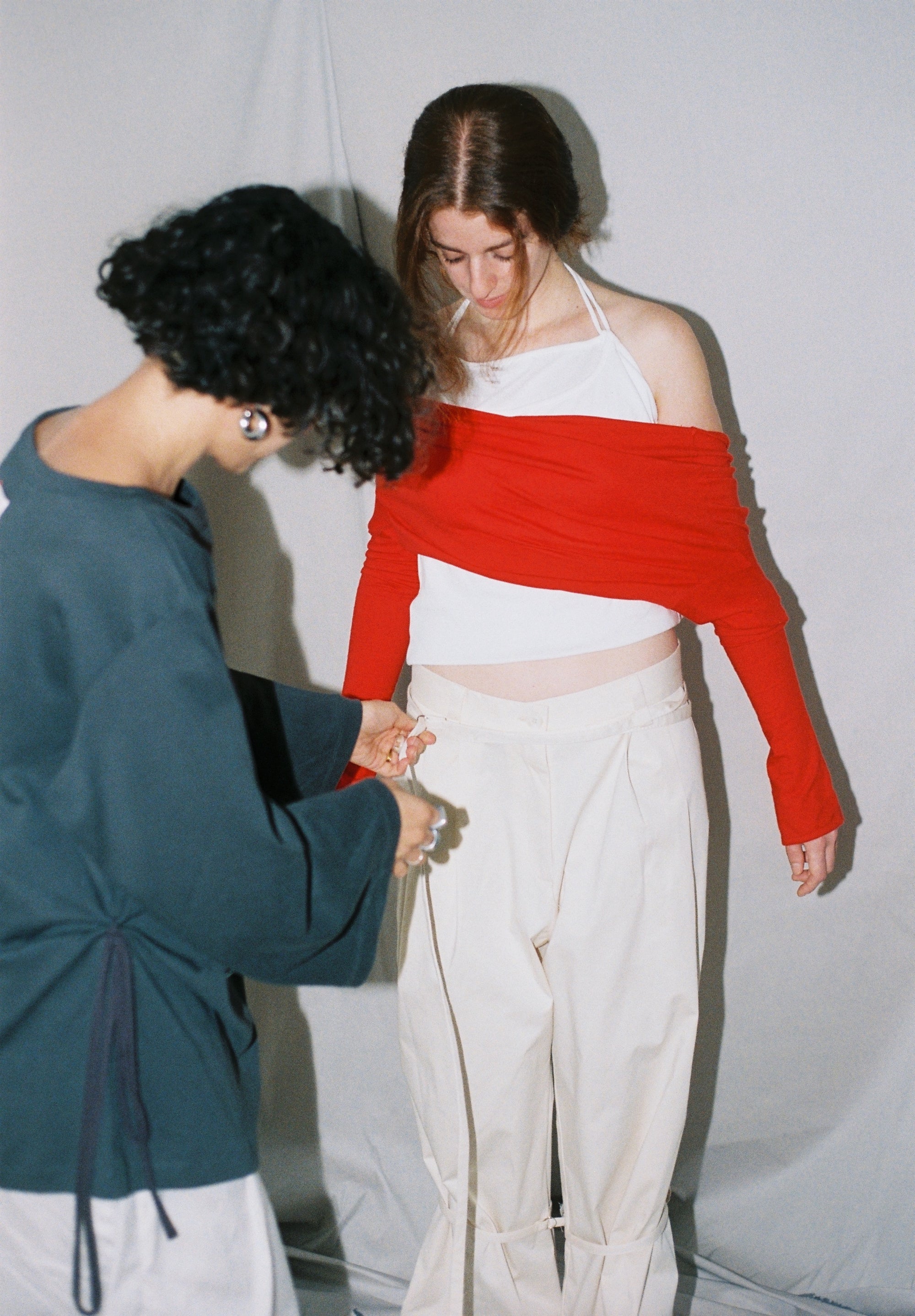 Pleated Pants With An Adjustable Hem Strap- Heavyweight Cotton