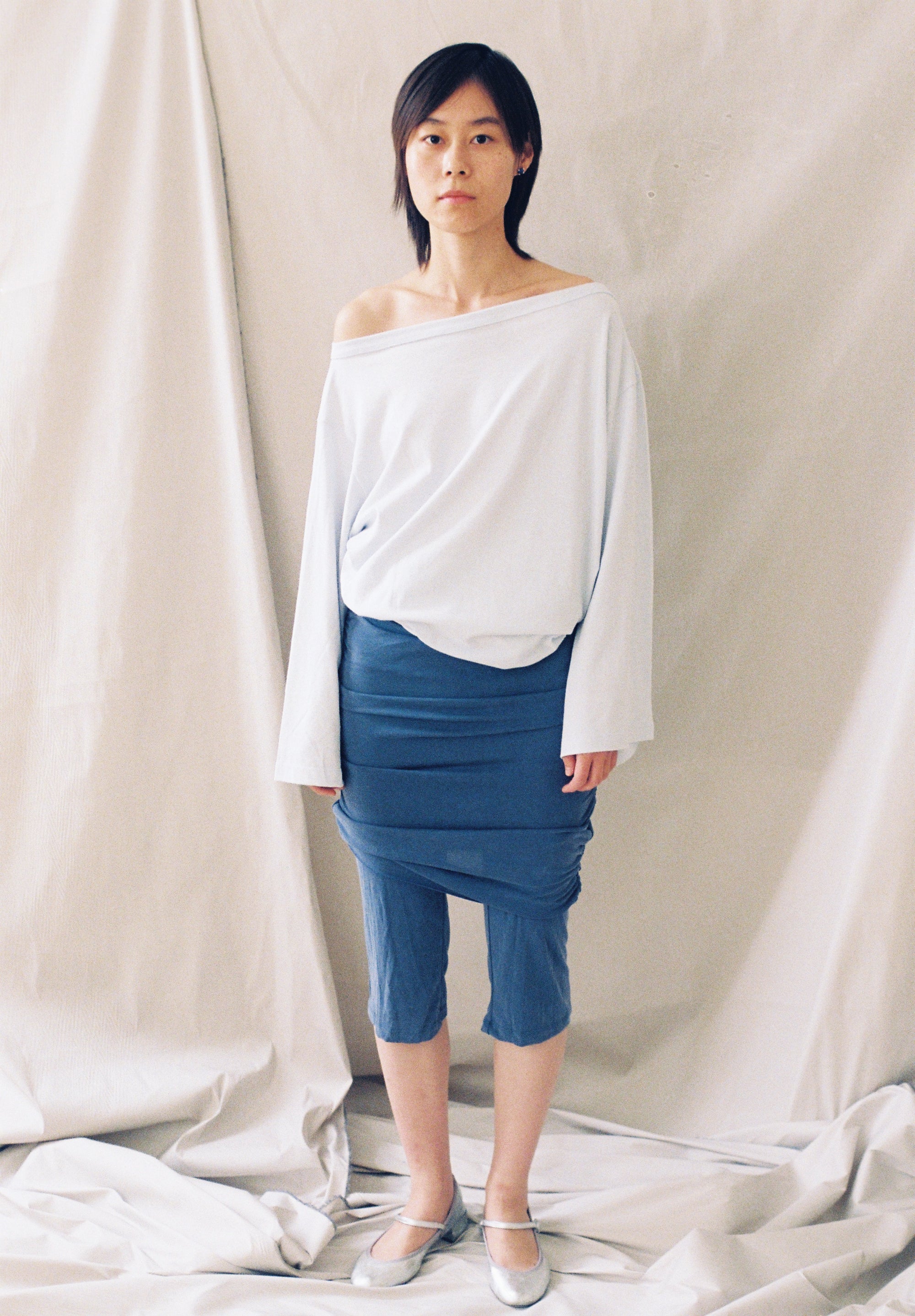 Adjustable Skirted Capri- Blue Gray