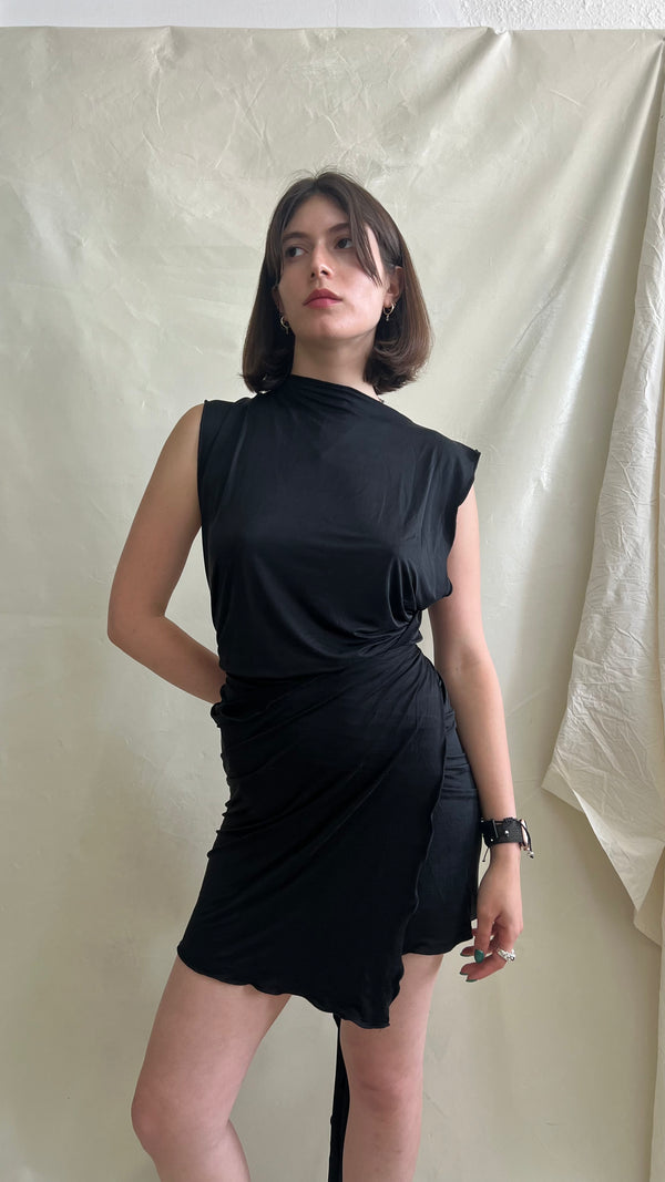 Skin Wrap Dress- Black