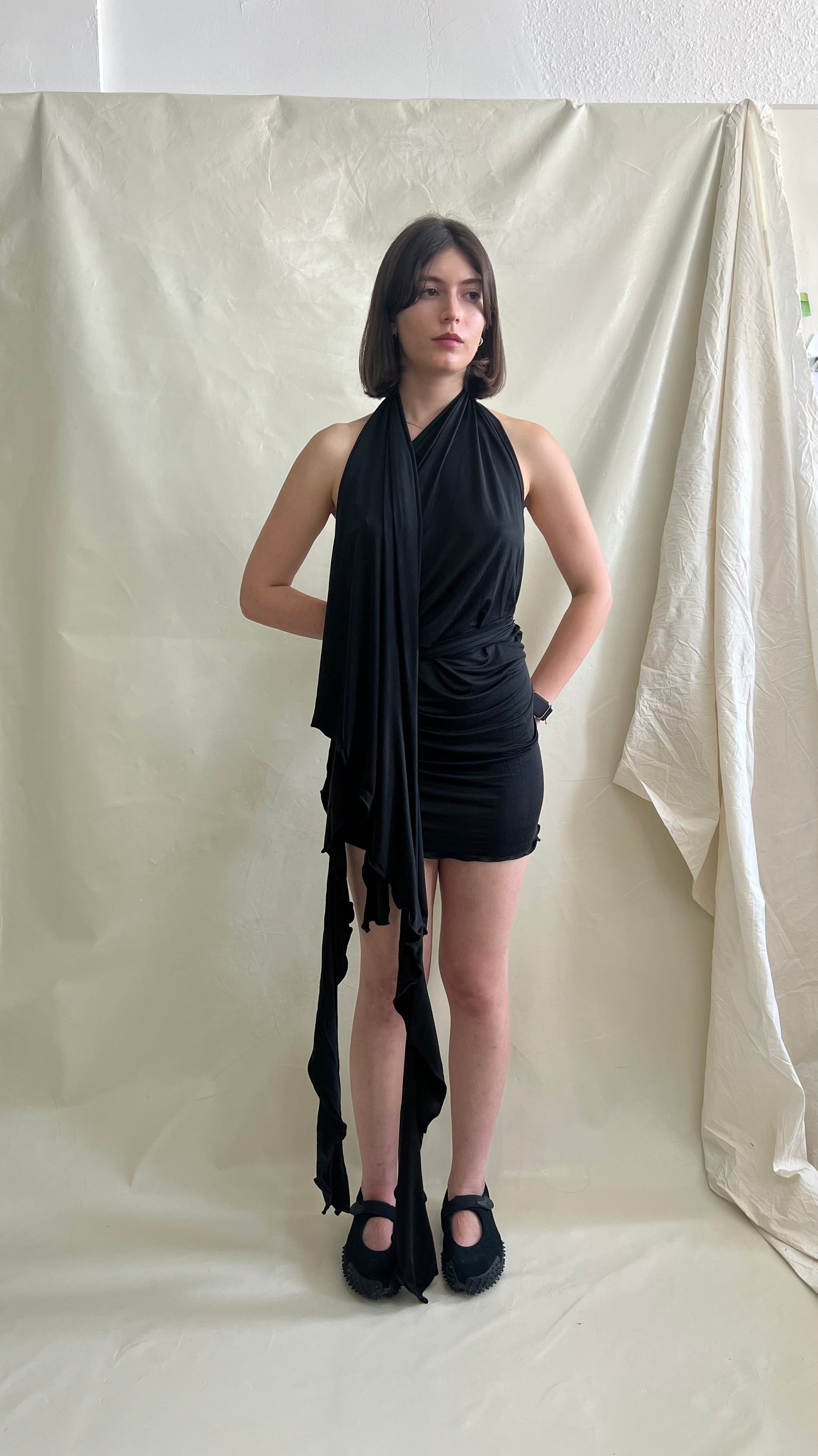 Skin Wrap Dress- Black