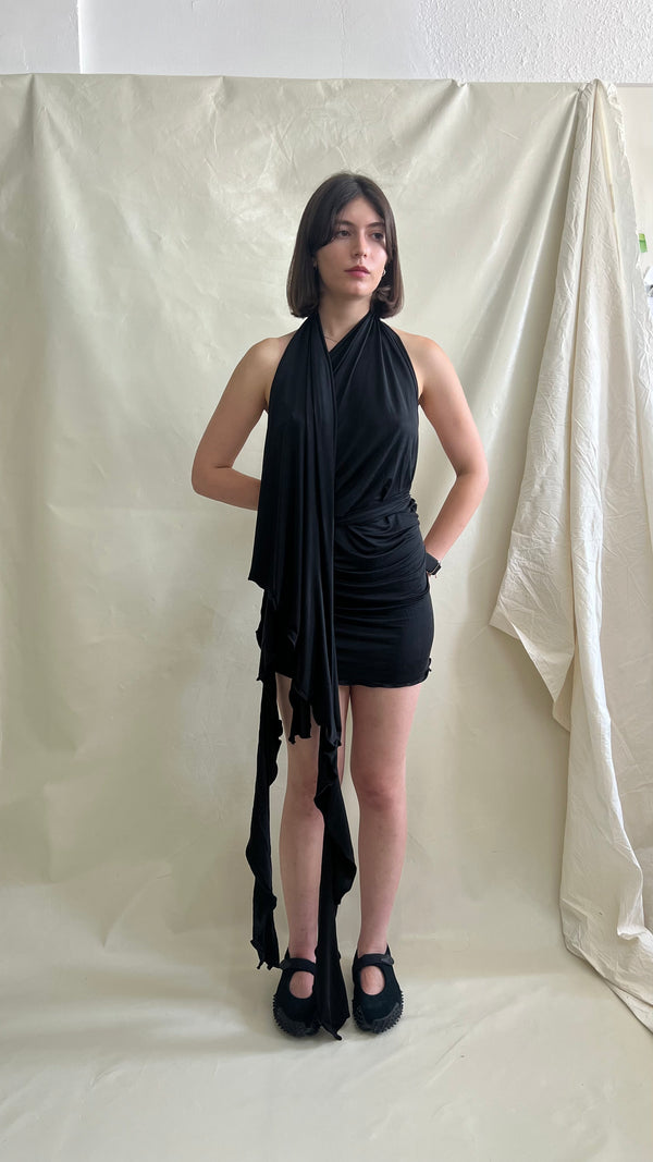 Skin Wrap Dress- Black