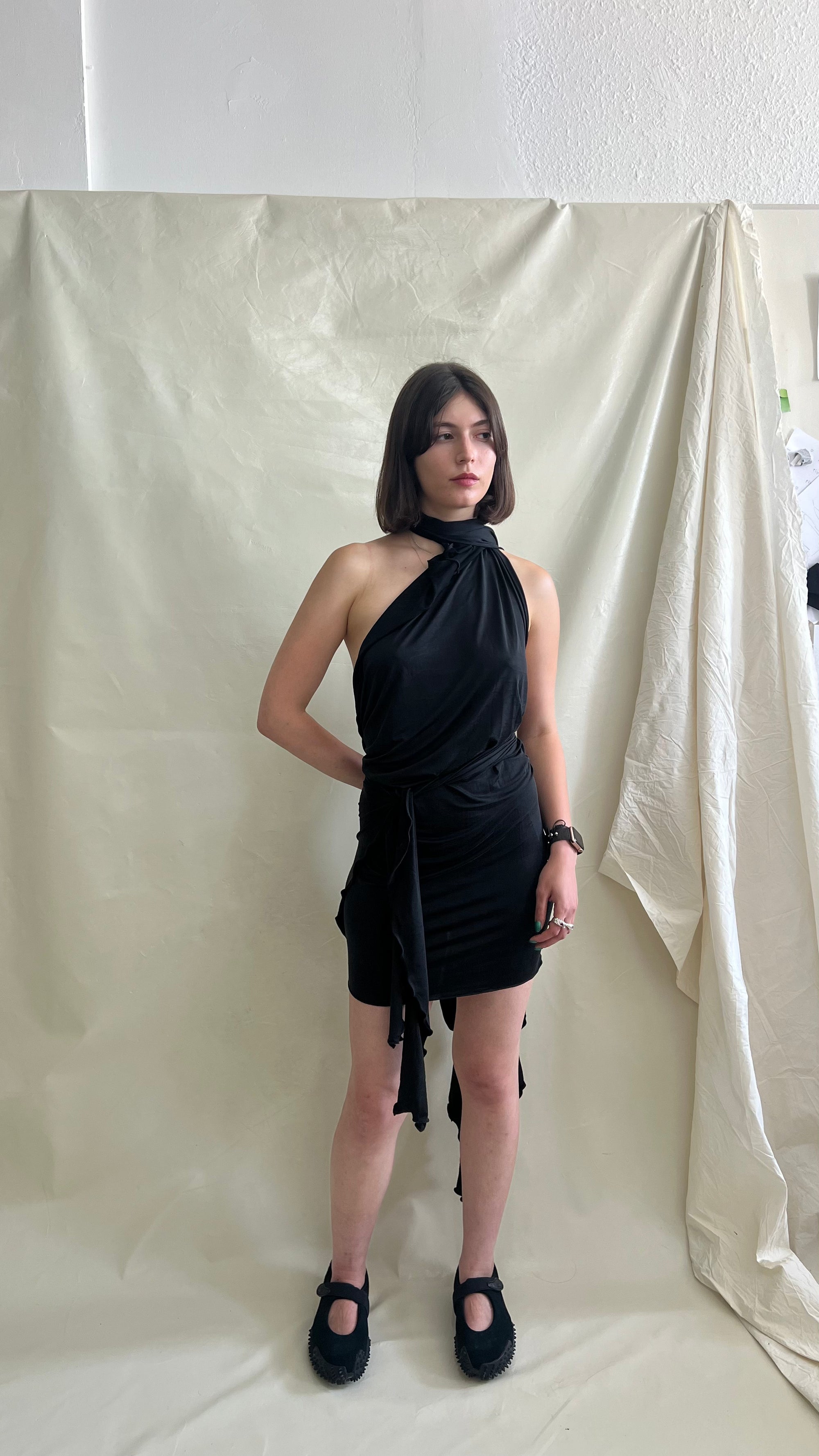 Skin Wrap Dress- Black