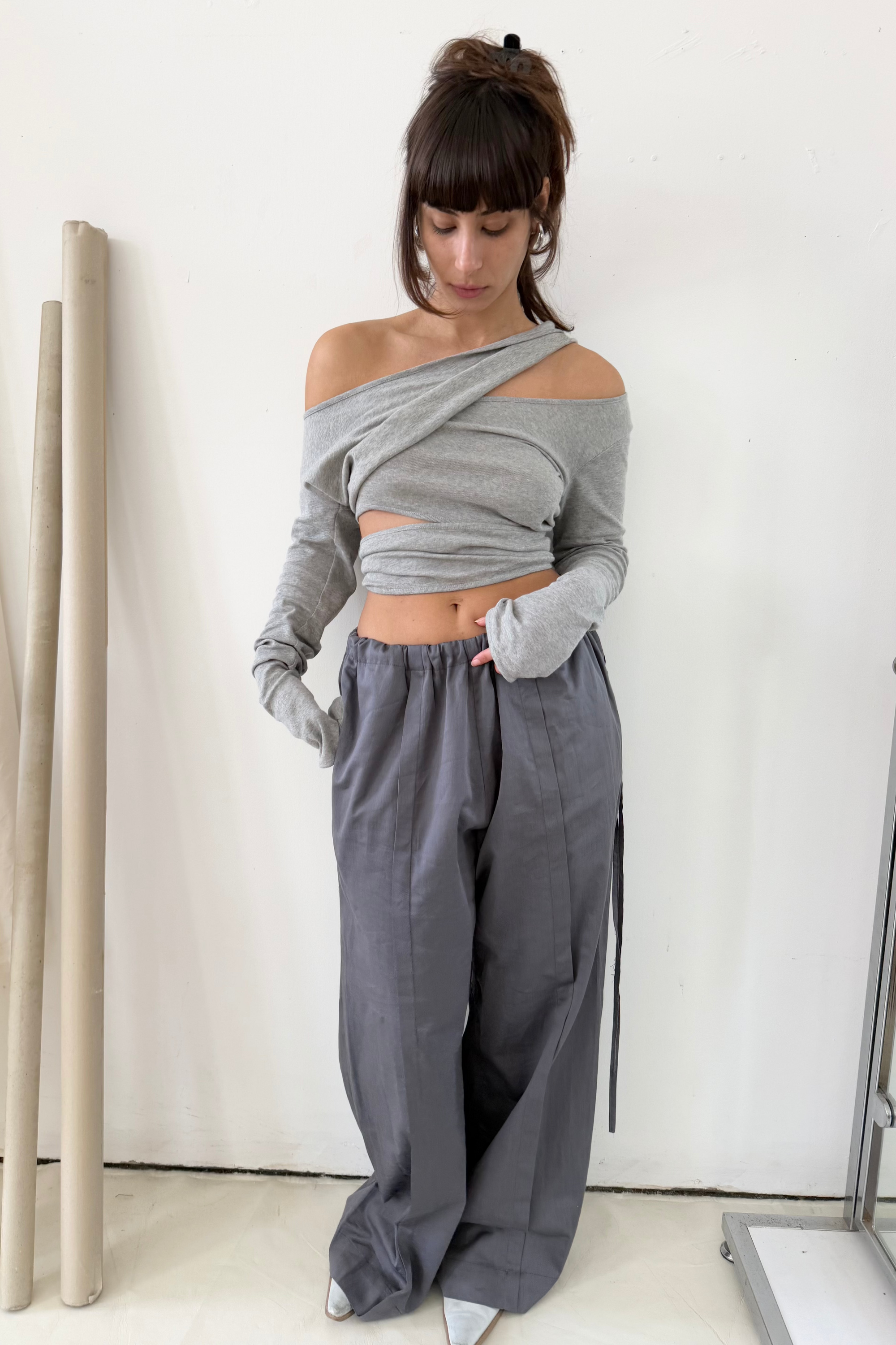 Wrap Long Sleeve- Melange Fine Rib