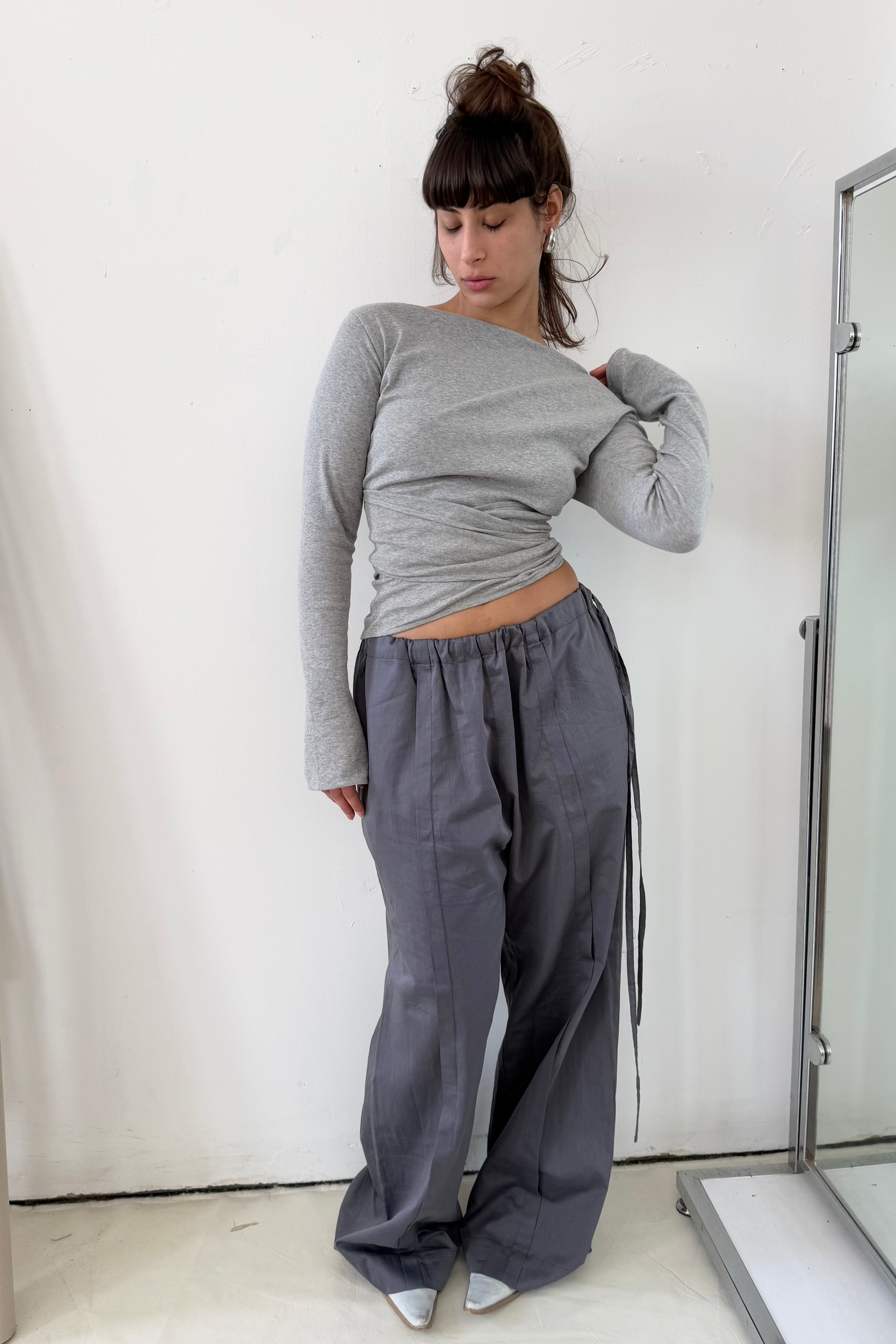 Wrap Long Sleeve- Melange Fine Rib