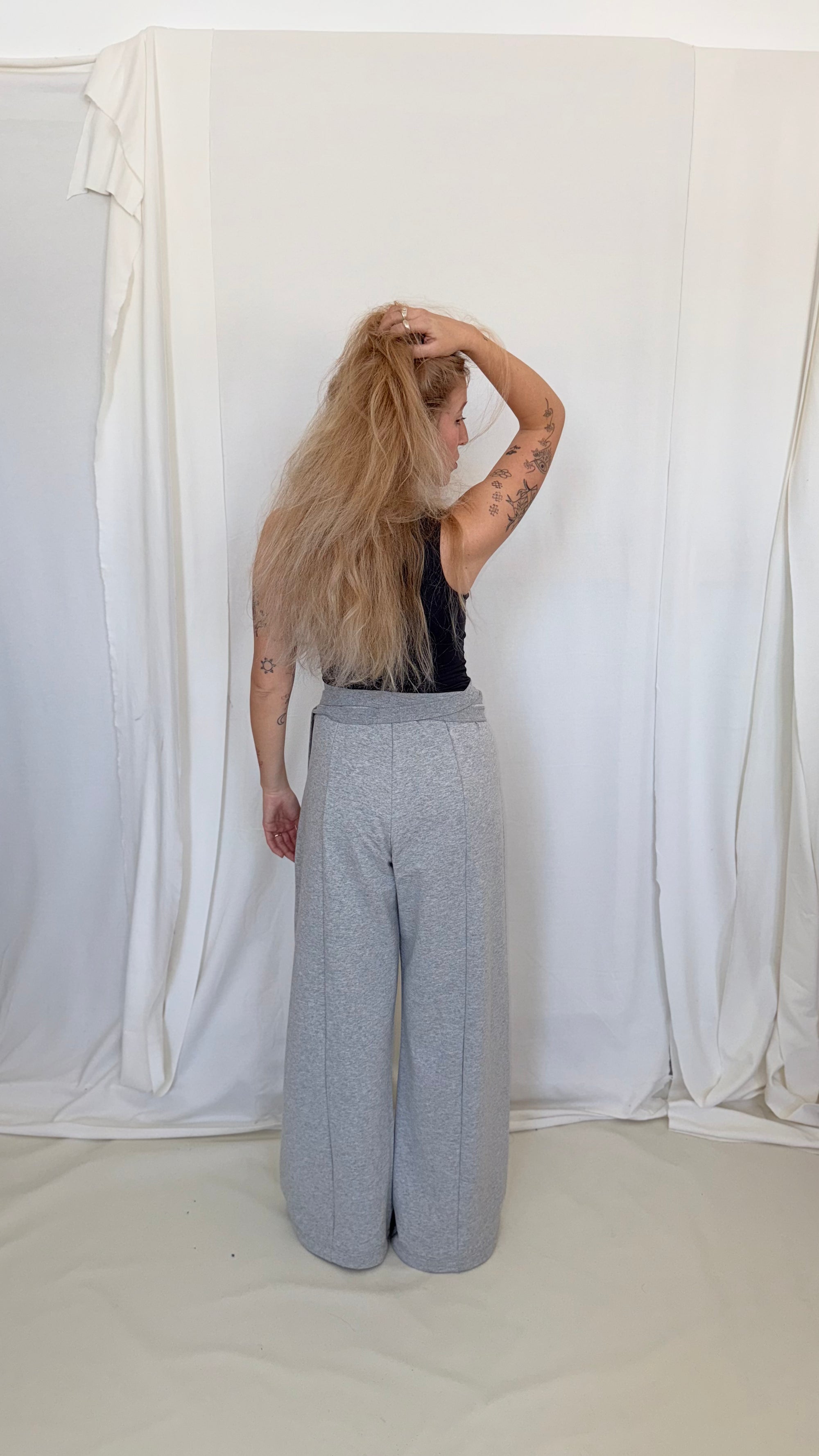 Wrap Sweat Pants- Melange French Terry