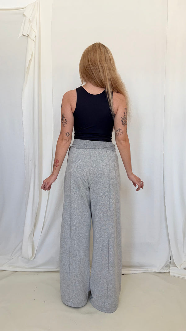 Wrap Sweat Pants- Melange French Terry