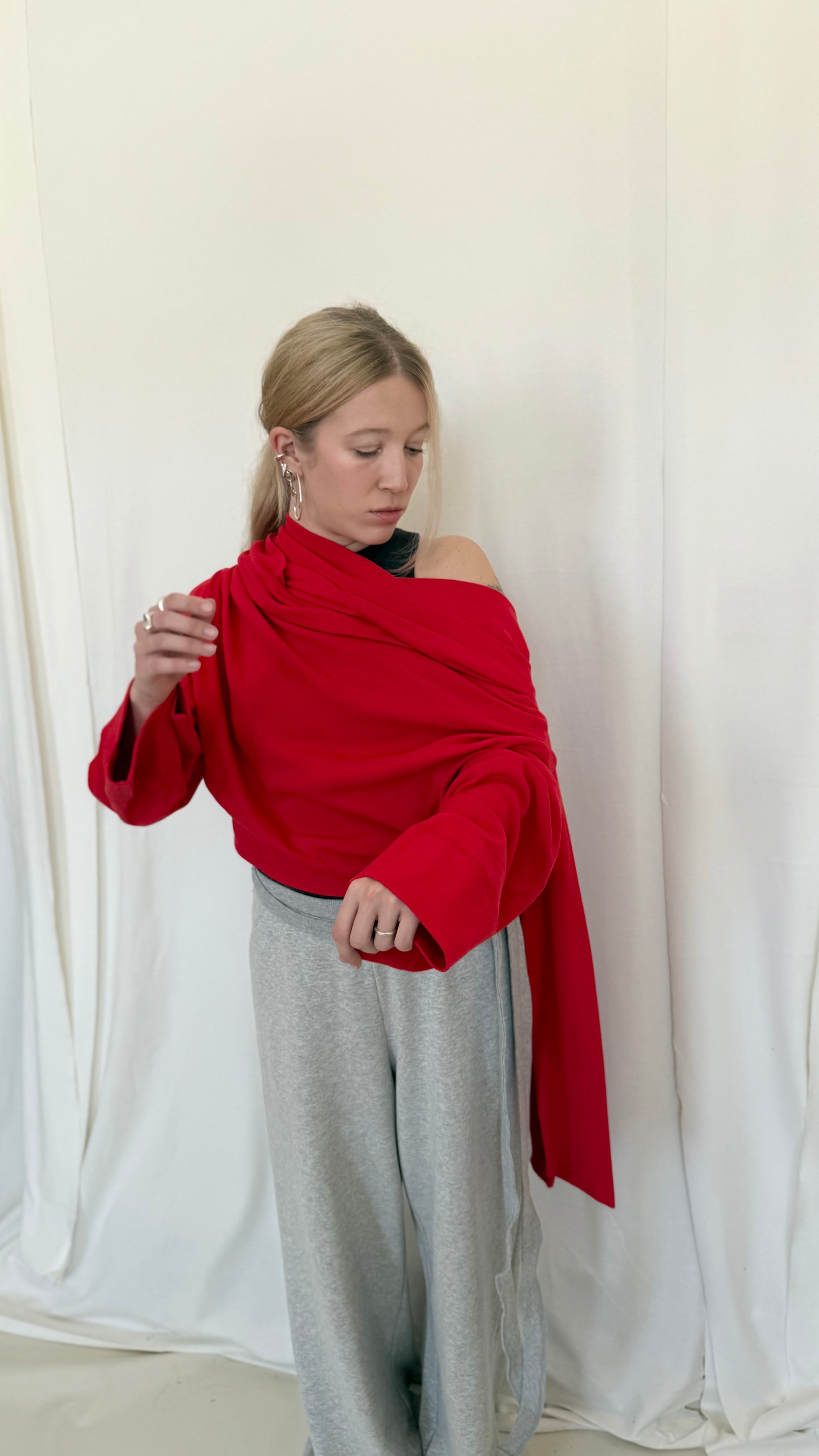 Upside down wrap sweatshirt- Red