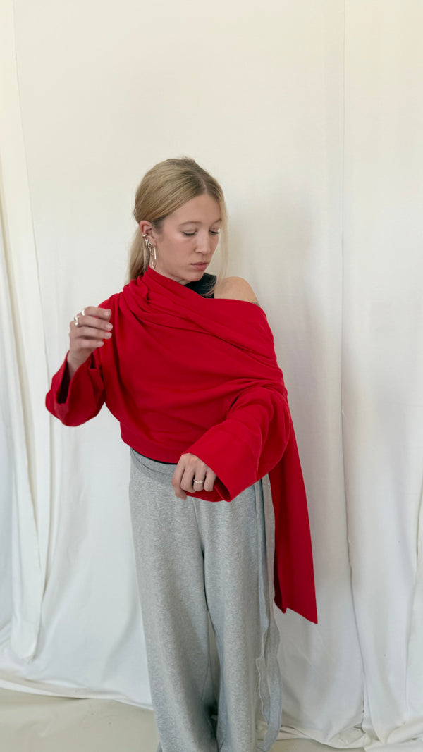 Upside down wrap sweatshirt- Red