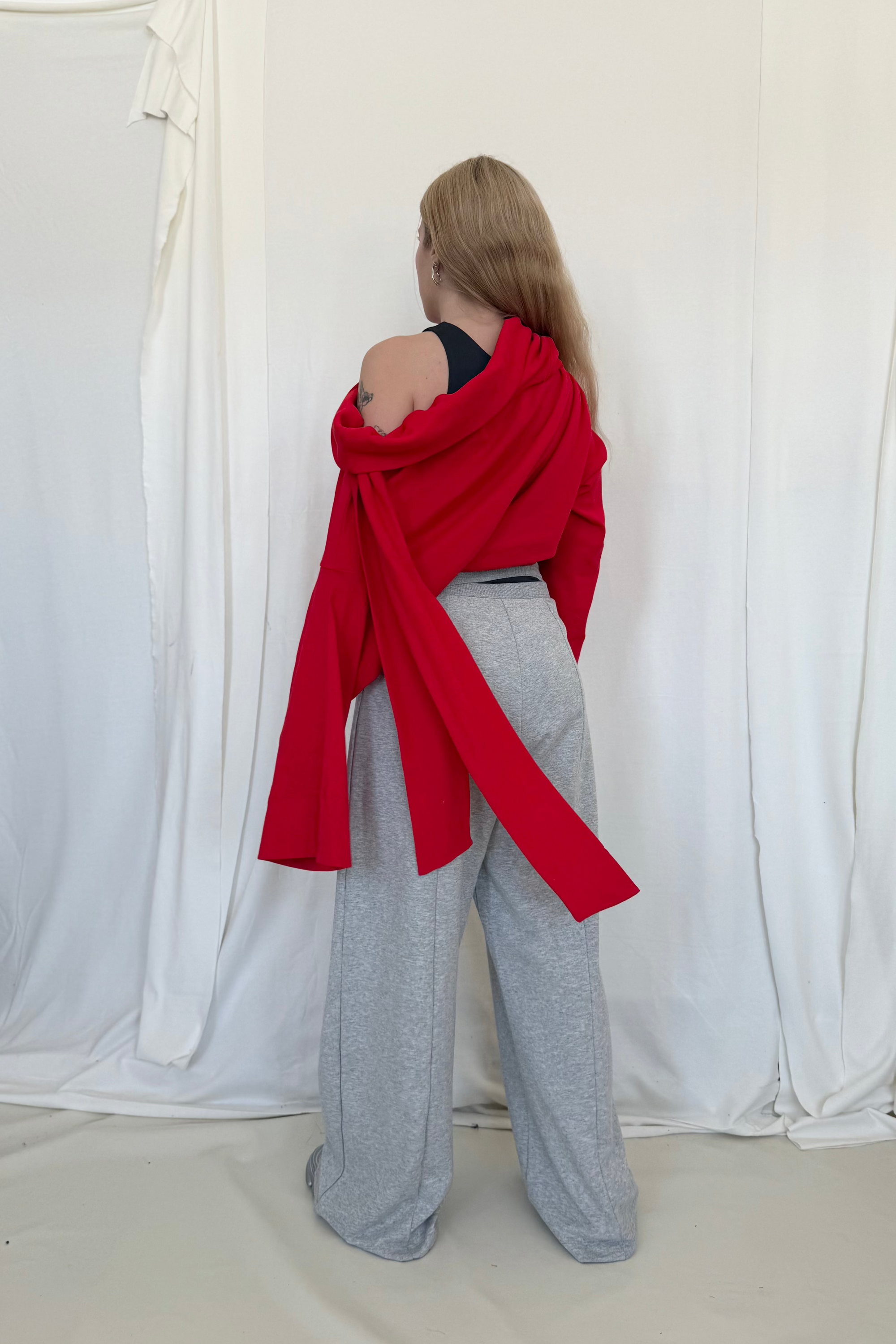 Upside down wrap sweatshirt- Red