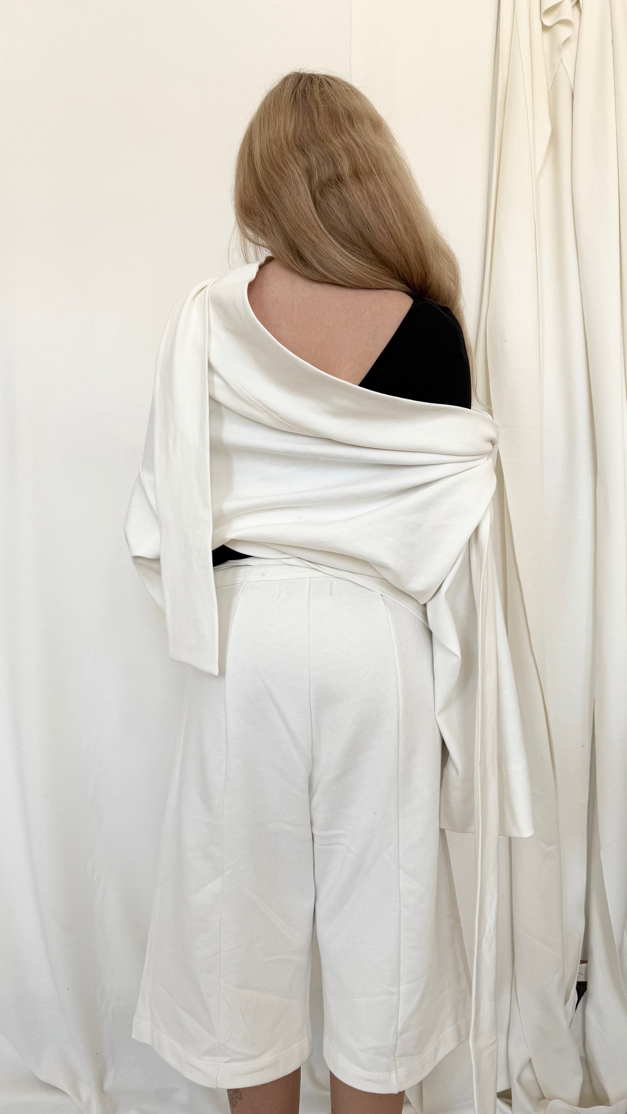 Upside down wrap jersey sweatshirt- Ivory