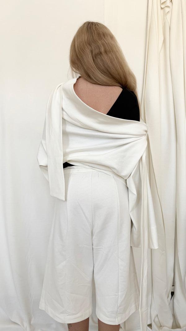 Upside down wrap jersey sweatshirt- Ivory