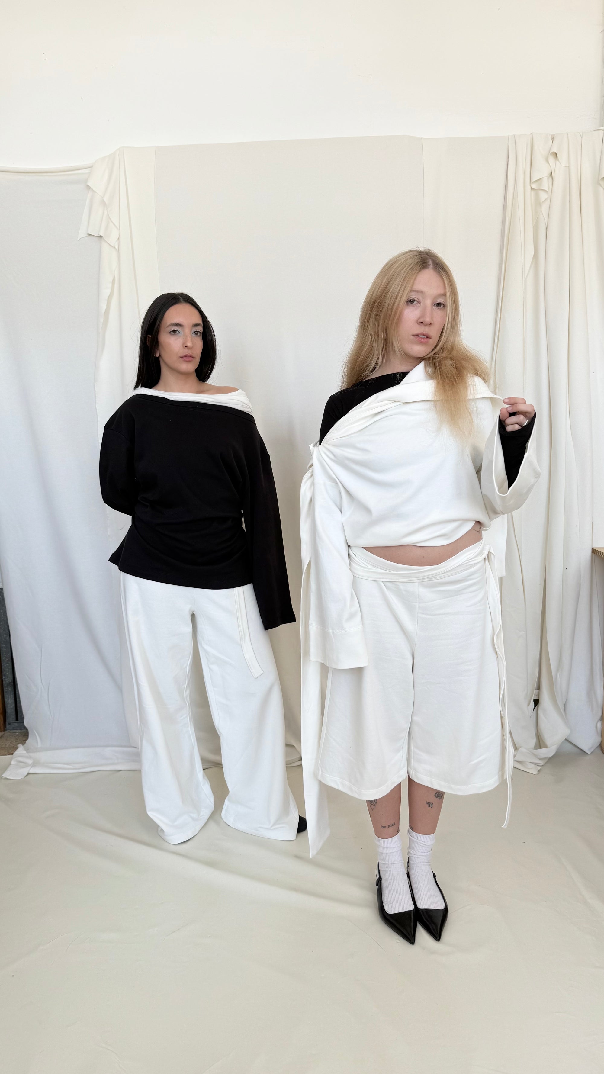 Upside down wrap jersey sweatshirt- Ivory