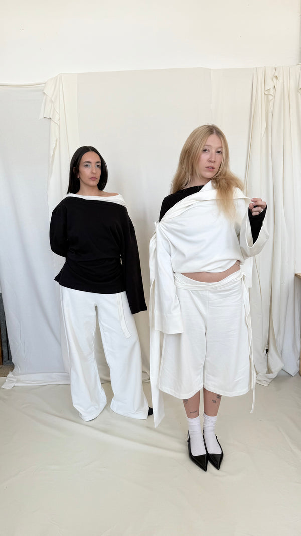 Upside down wrap jersey sweatshirt- Ivory
