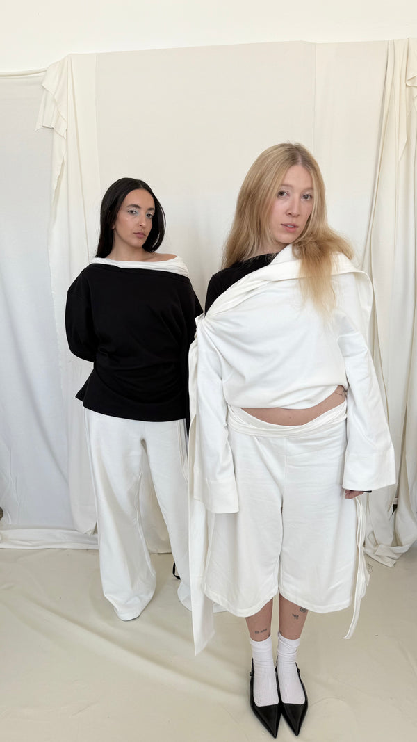 Upside down wrap jersey sweatshirt- Ivory
