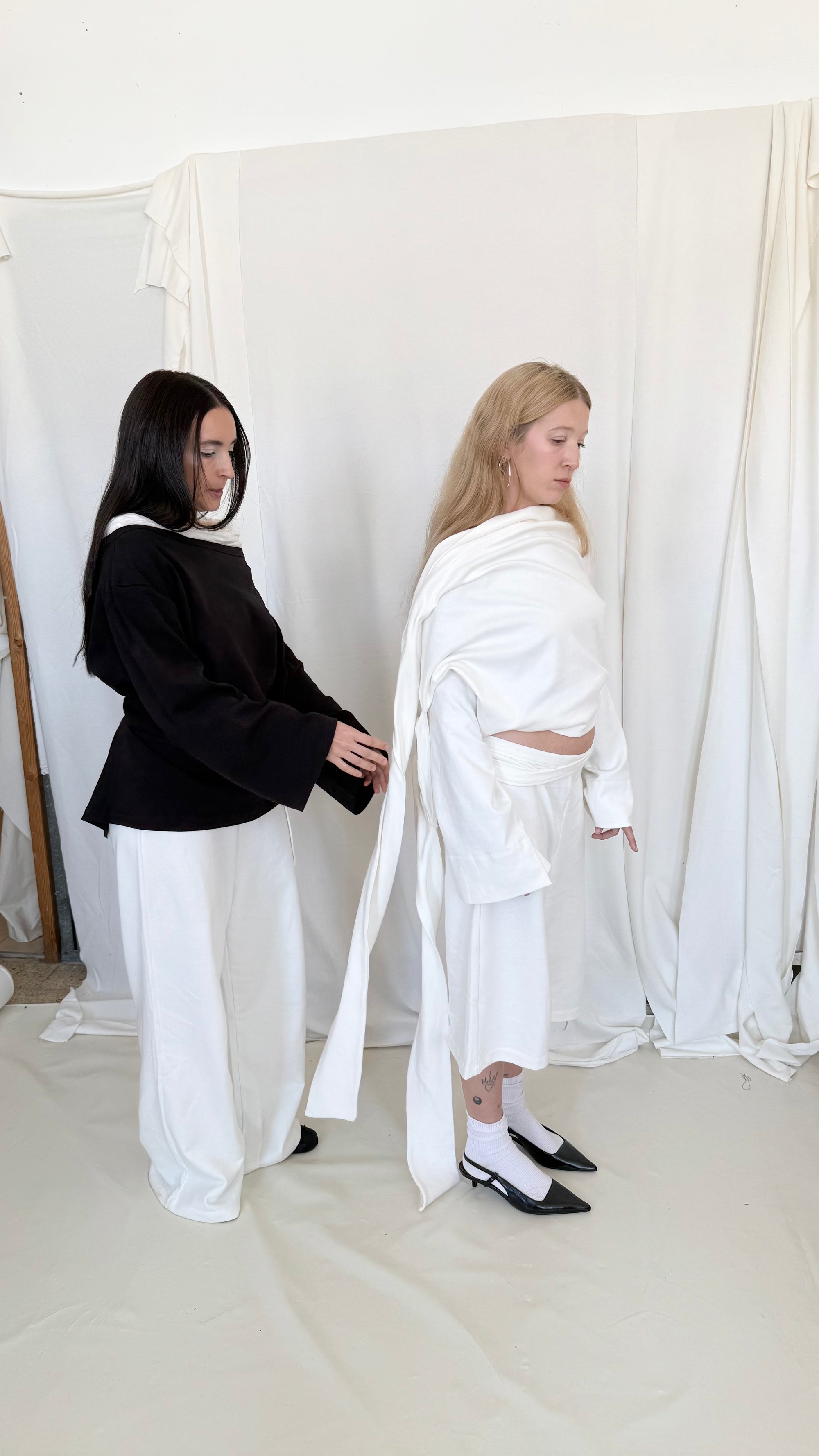 Upside down wrap jersey sweatshirt- Ivory
